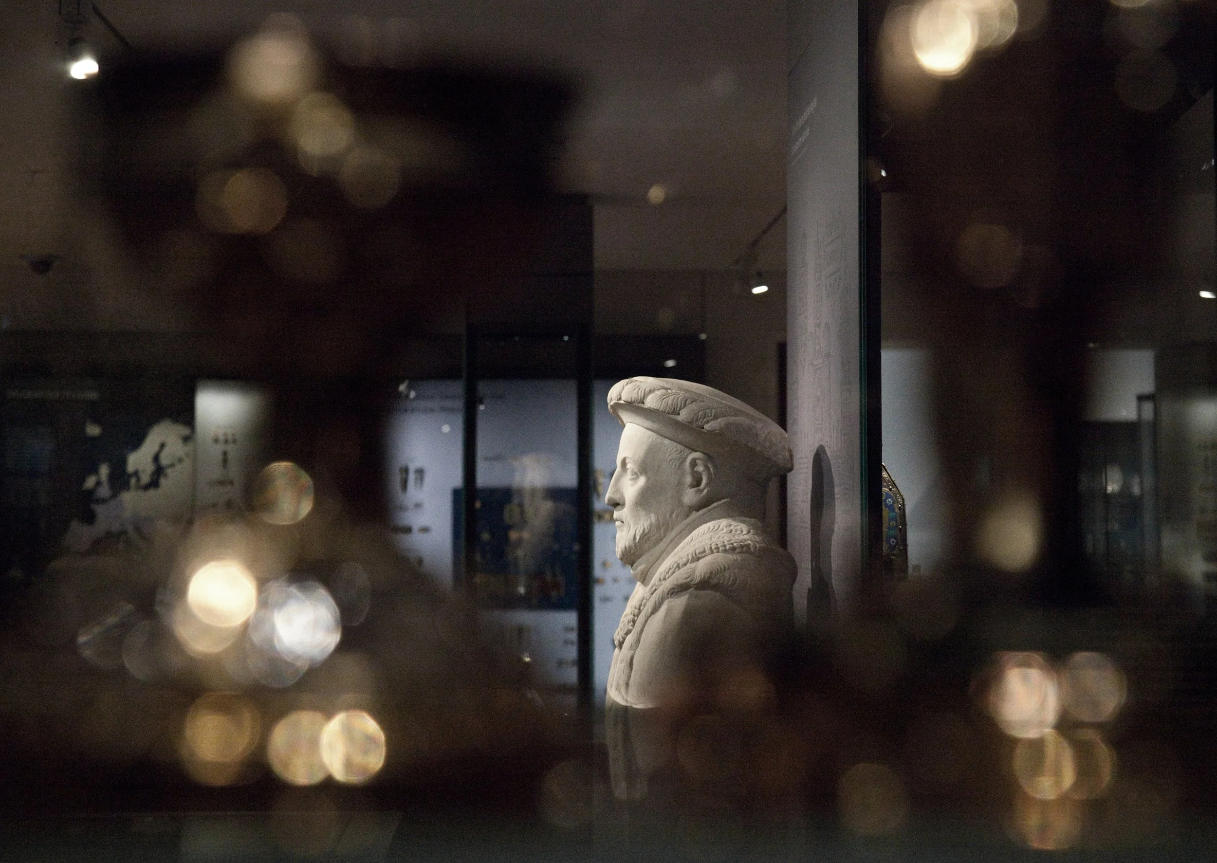 The bust of King Henry VIII within the England Gallery at the Ashmolean
