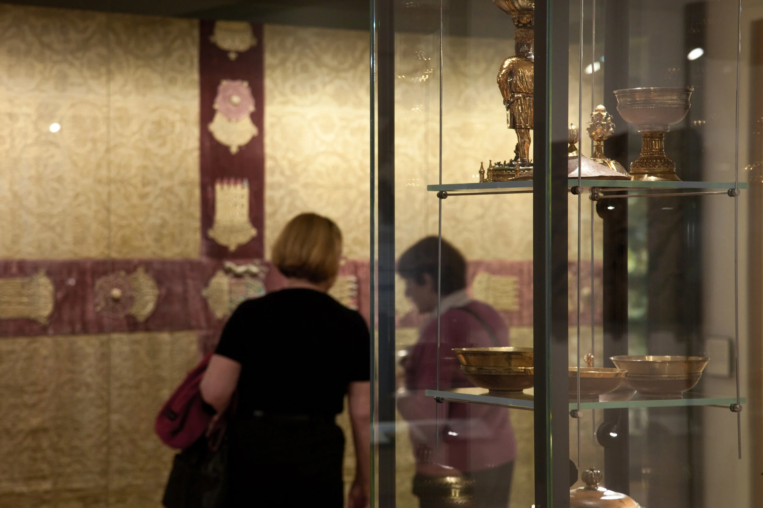 Henry VII’s funeral pall is on display, forming a striking visual backdrop as well as a magnificent centrepiece within the gallery