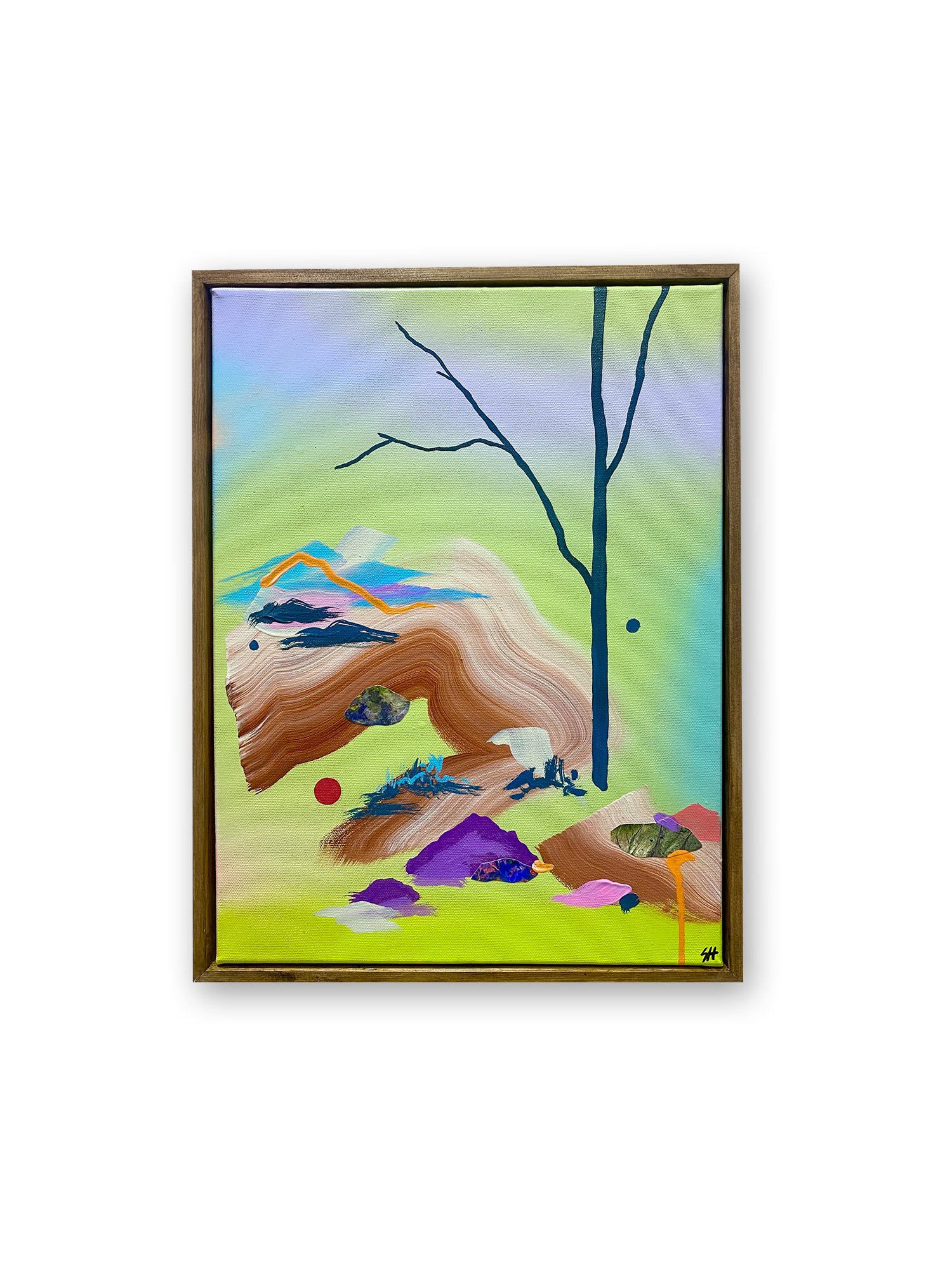 'Weightless', 12x16 inches. 2023.
Acrylic, collage, and spray paint on canvas.
Sold.