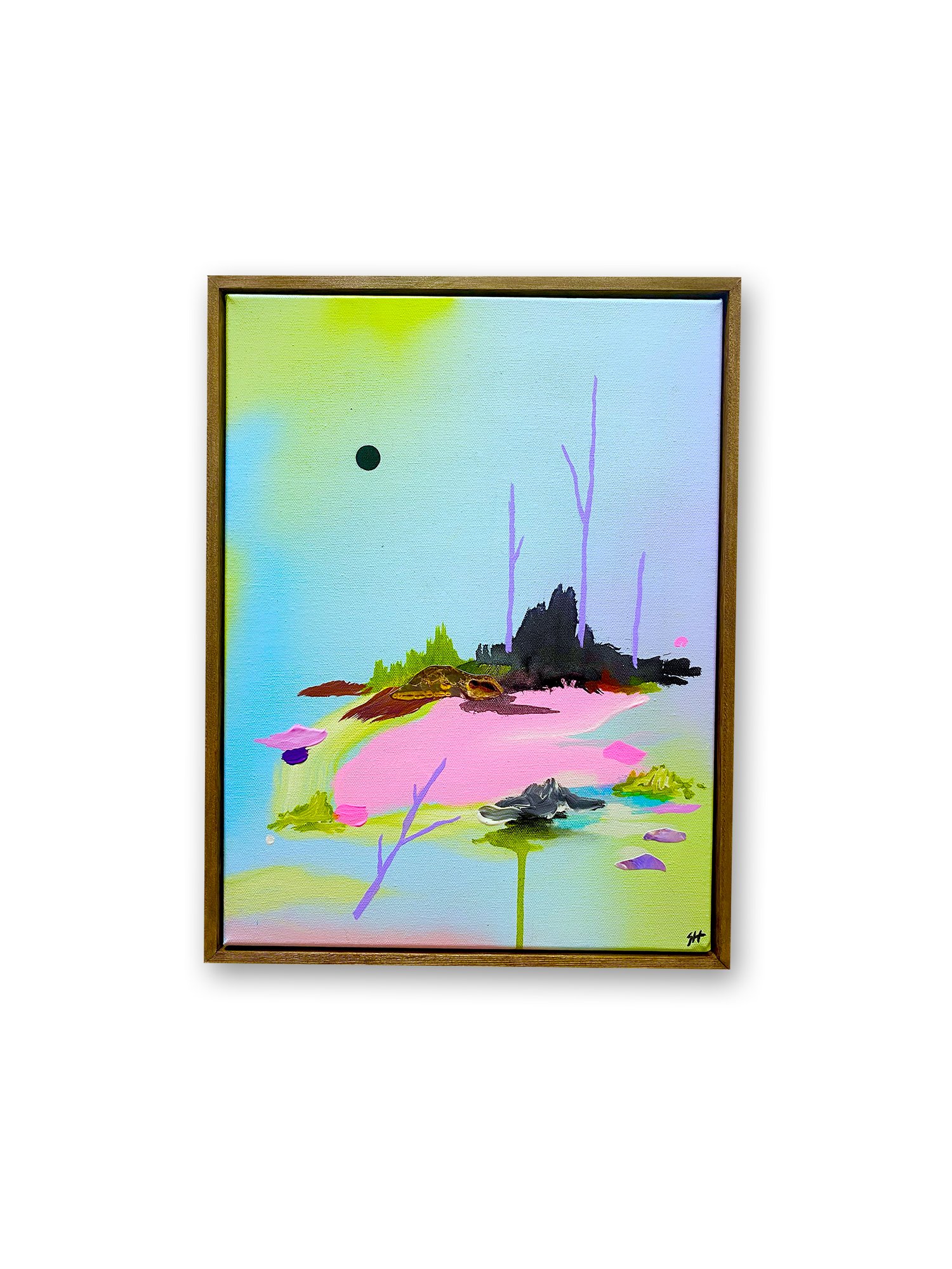 'Clearing', 12x16 inches. 2023.
Acrylic, collage, and spray paint on canvas.
Available.
