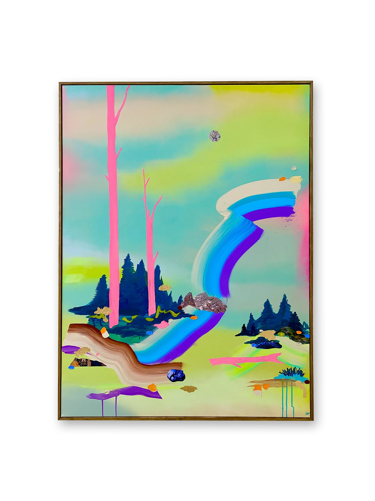 'Another Realm', 36x48 inches. 2023.
Acrylic, collage, gold leaf and spray paint on canvas.
Sold.