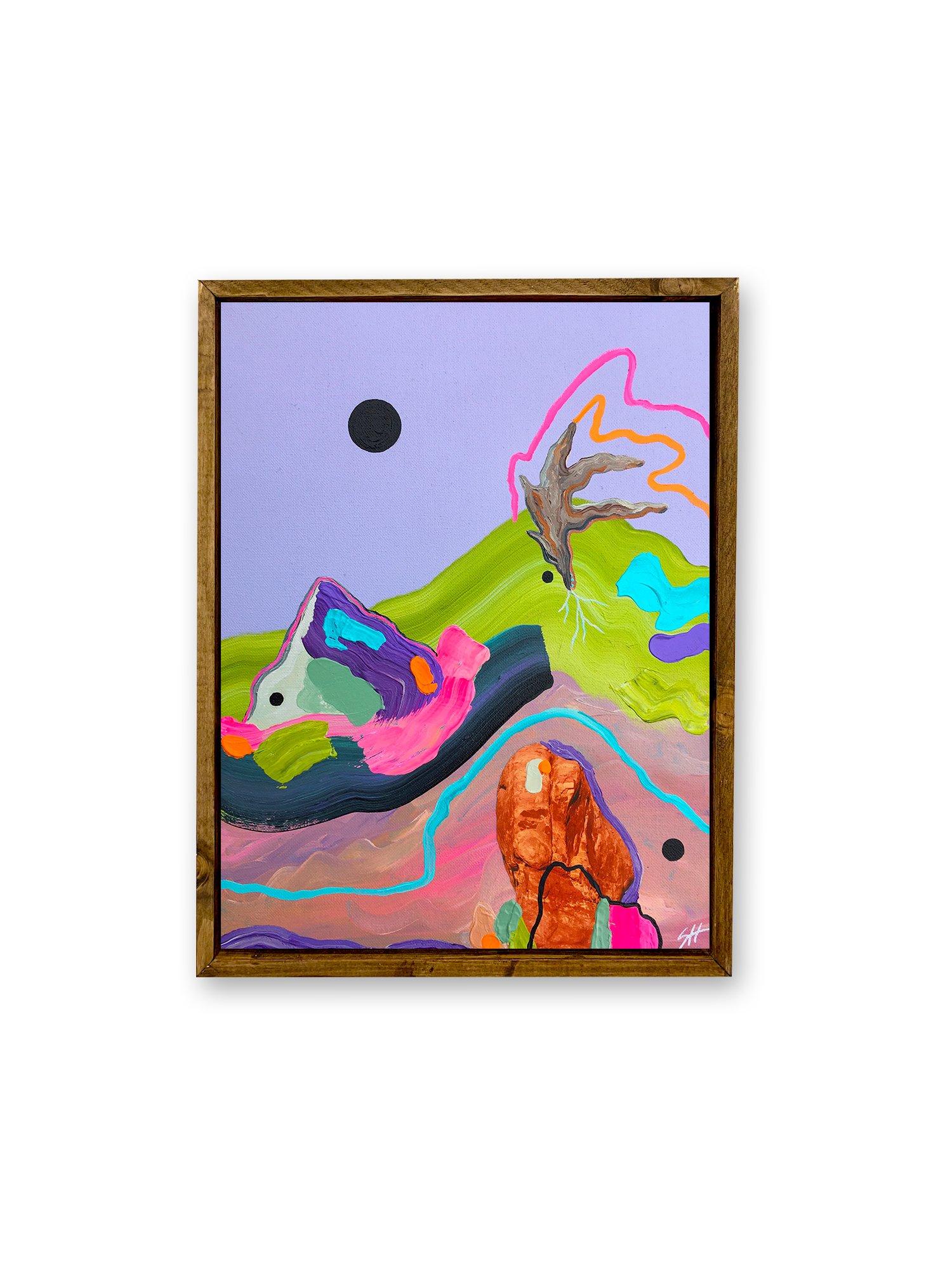 'Electric River', 12x16 inches. 2021.
Acrylic, collage and spray paint on canvas.
Sold.
