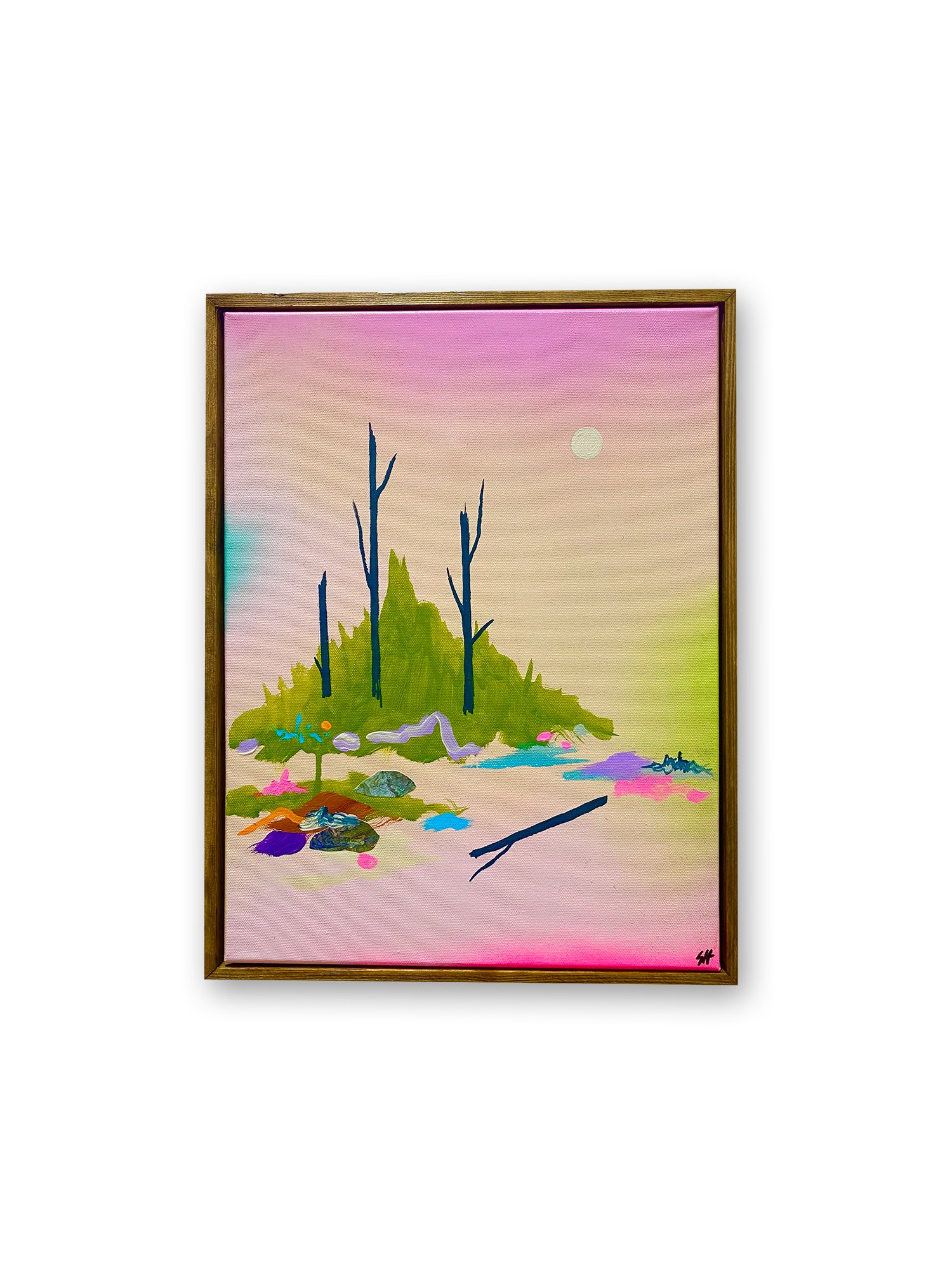 'Retreat', 12x16 inches. 2023.
Acrylic, collage, and spray paint on canvas.
Sold.