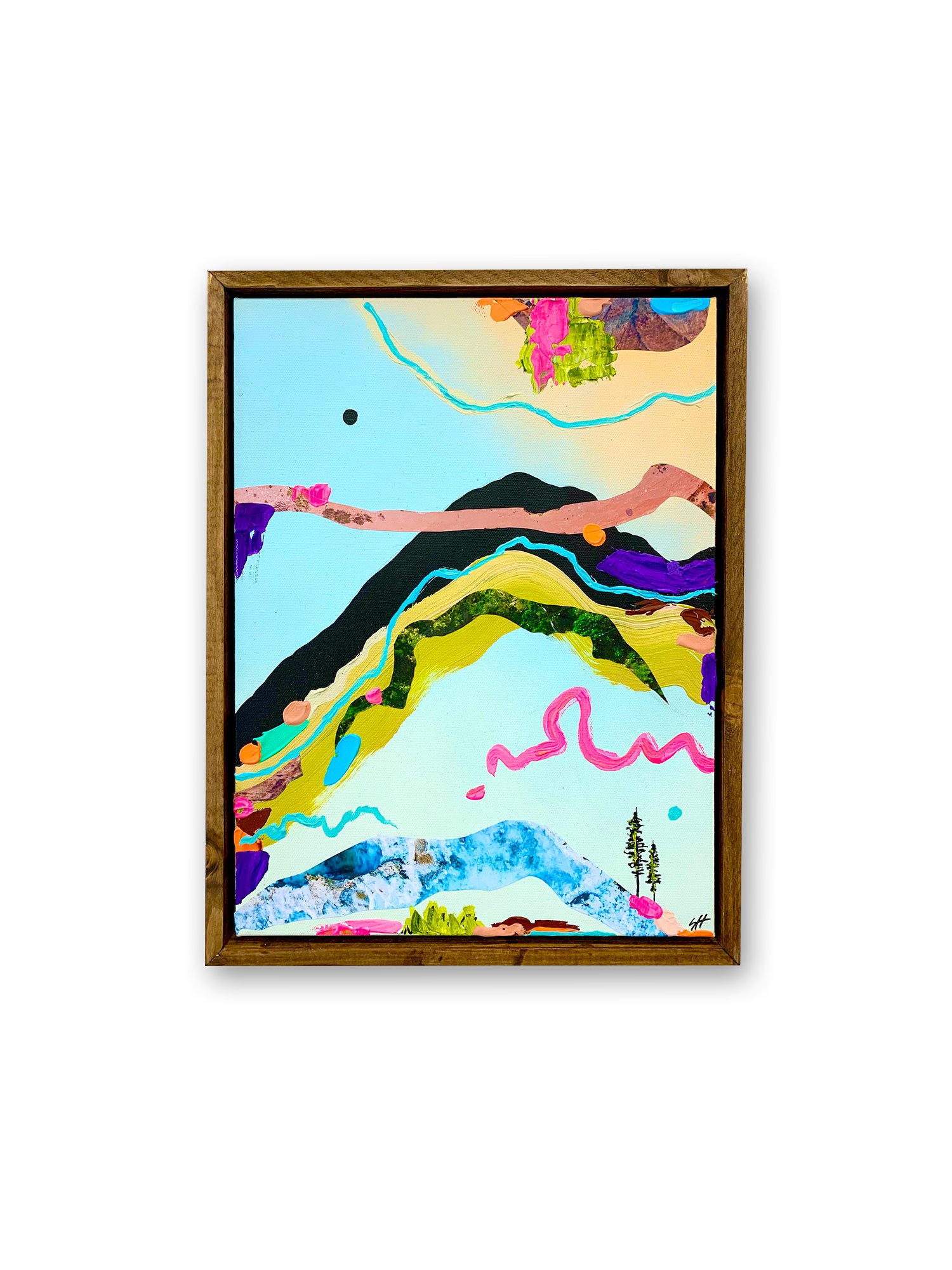 'Rapids', 12x16 inches. 2021.
Acrylic, collage and spray paint on canvas.
Sold.