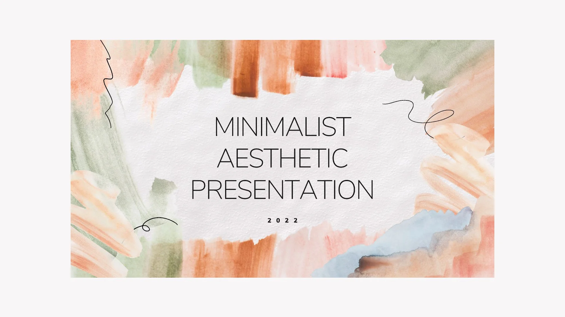 Cover page of Minimalist Aesthetic Presentation featuring watercolor and pastel design, crafted by Quirk Design Studio