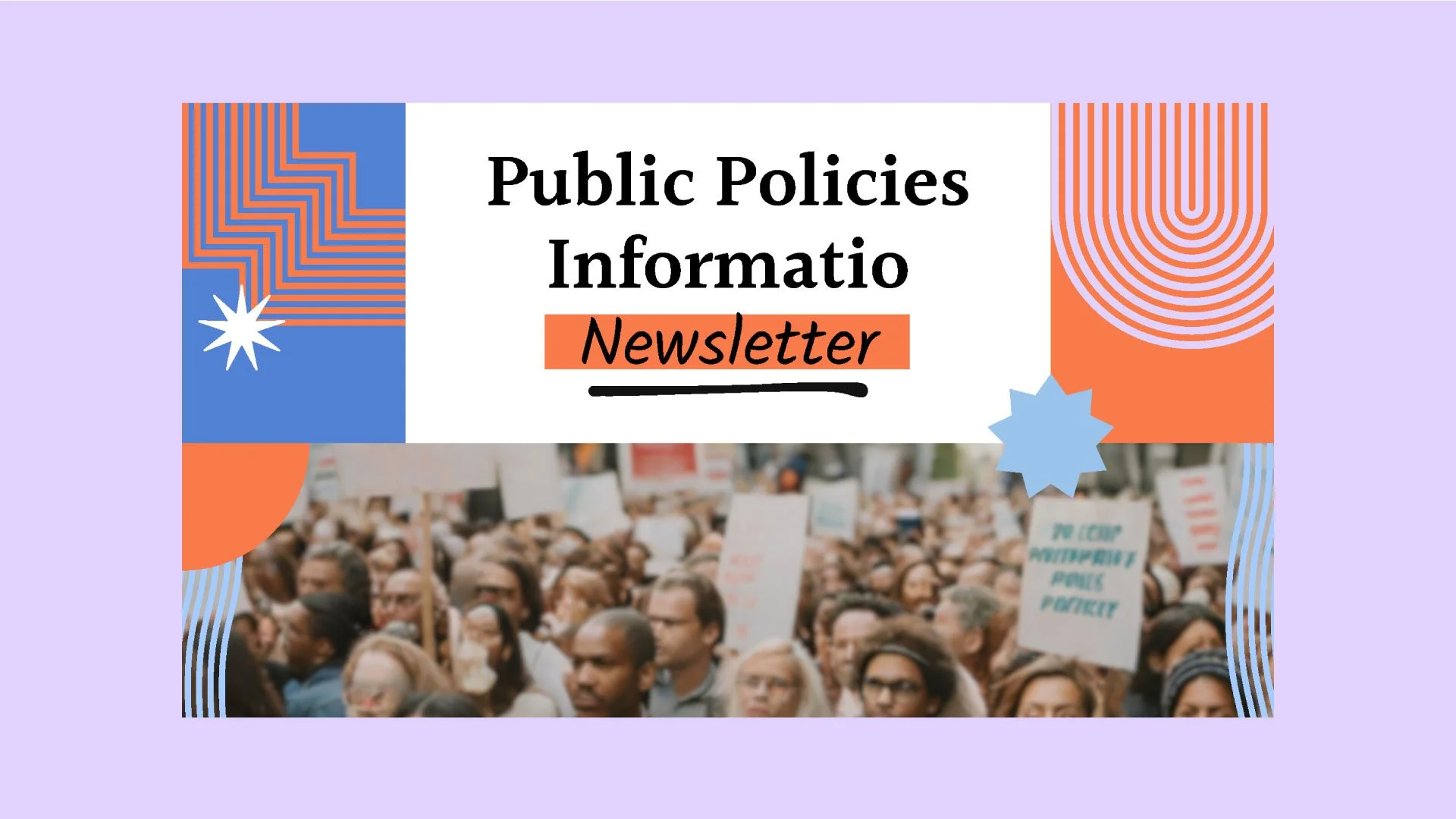 Cover page of Public Policies Information presentation with fun geometric shapes, designed by Quirk Design Studio