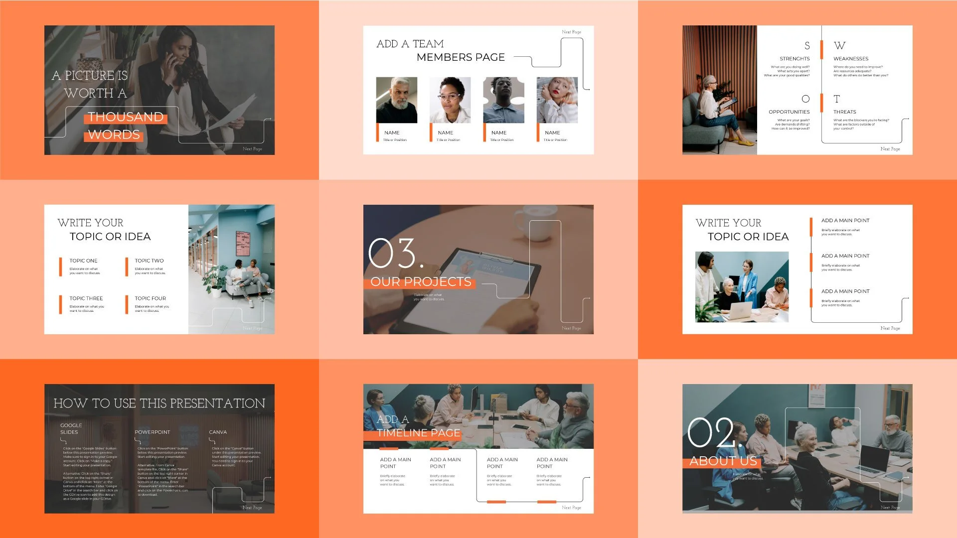 Corporate Job Description business presentation, 9-page mockup with modern design elements by Quirk Design Studio