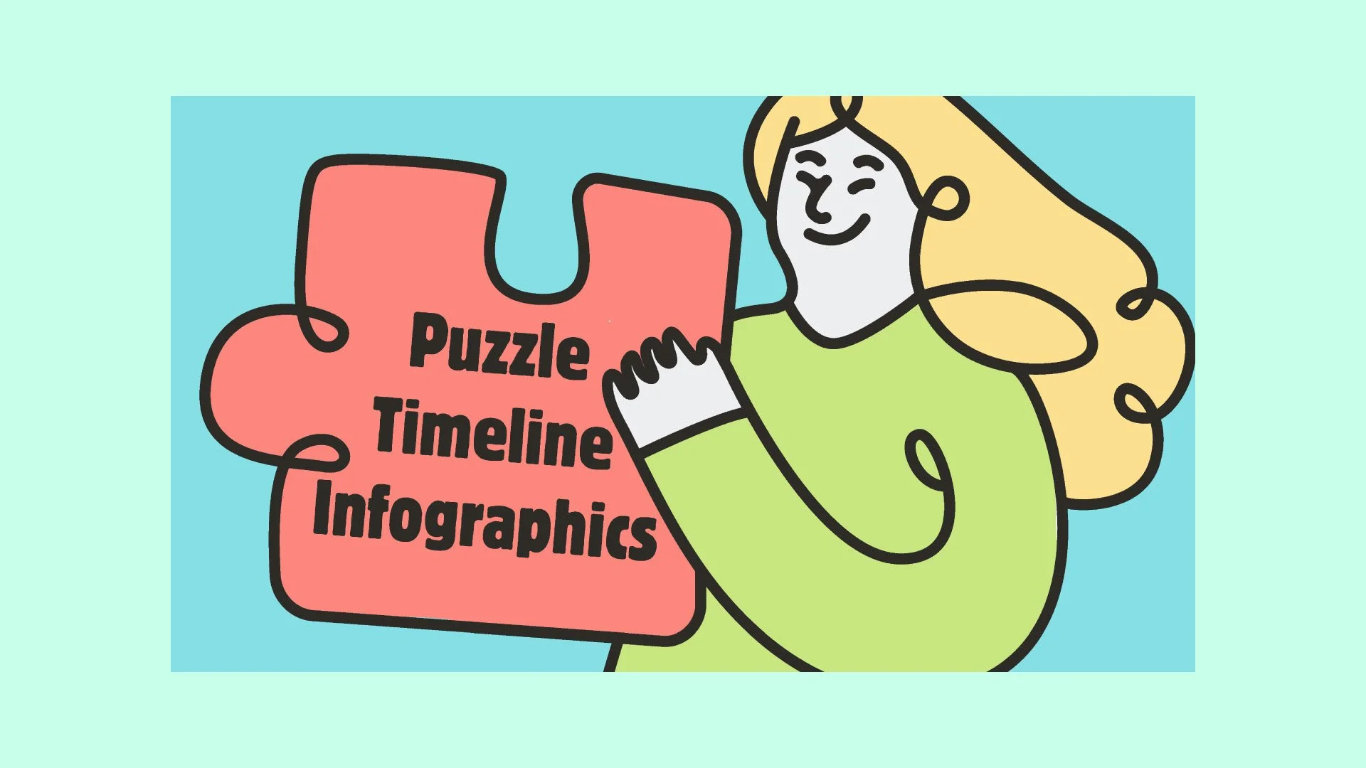 Cover page of the Puzzle Timeline Infographic presentation, featuring a colorful, playful puzzle-themed design.