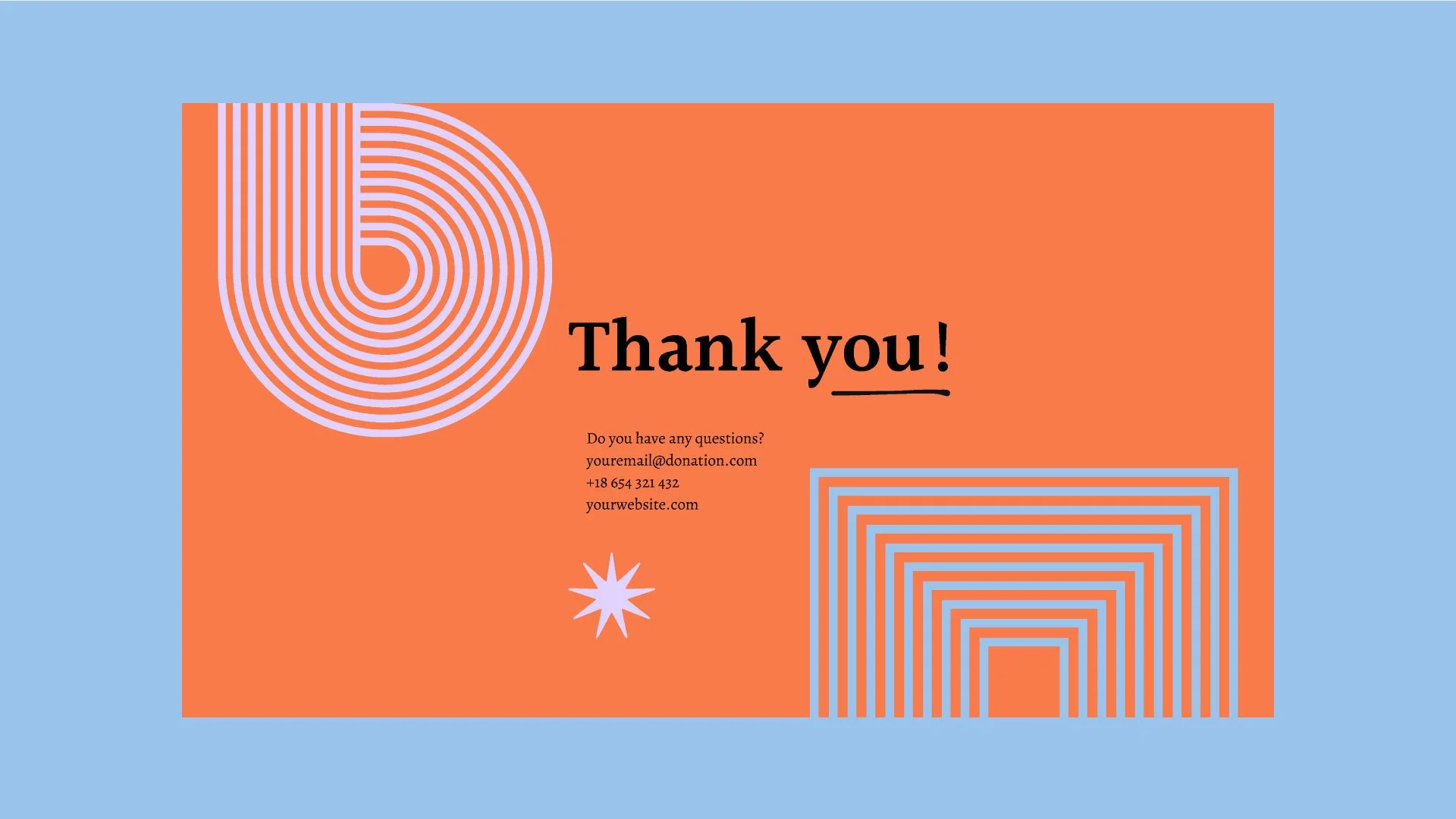 Thank You page of Public Policies Information presentation with bold geometric shapes, created by Quirk Design Studio