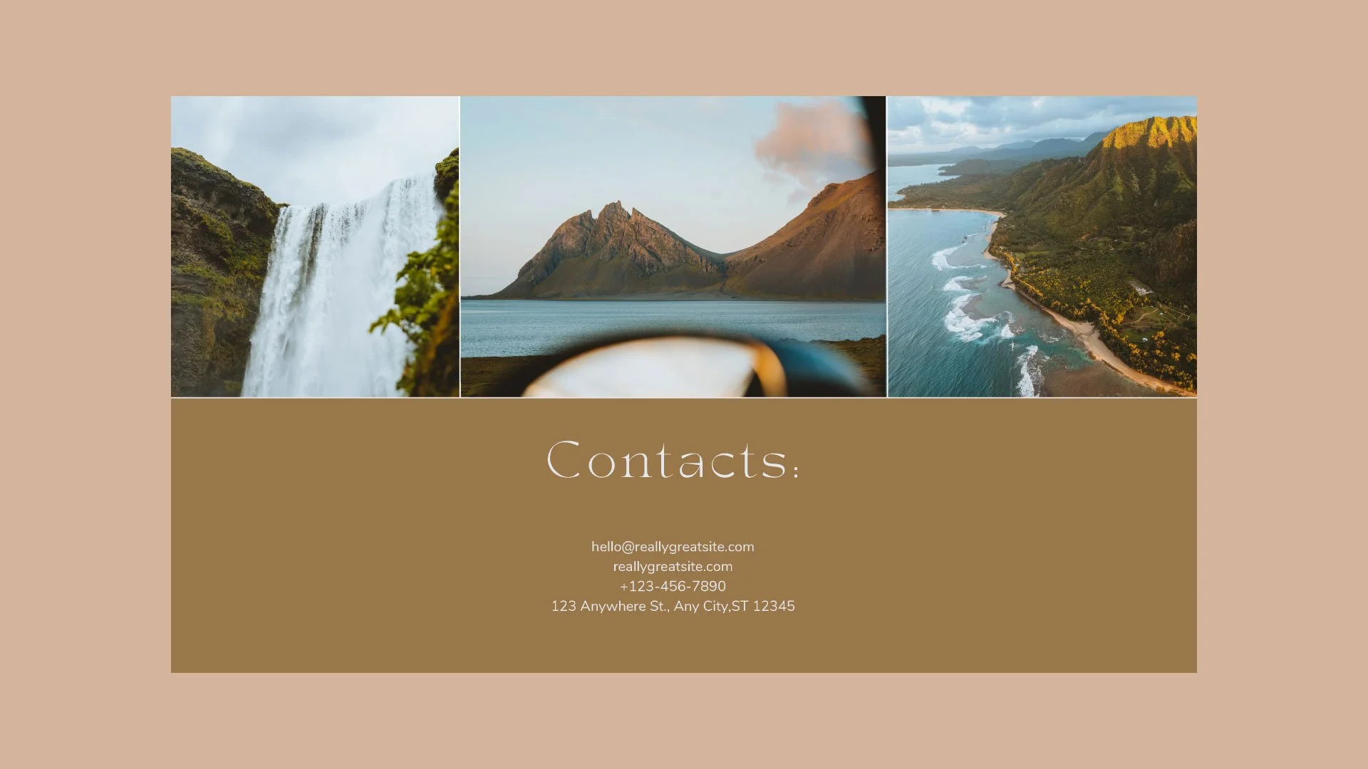 Contact Us Page from the Hospitality and Tourism Presentation, showcasing an elegant and minimalistic design