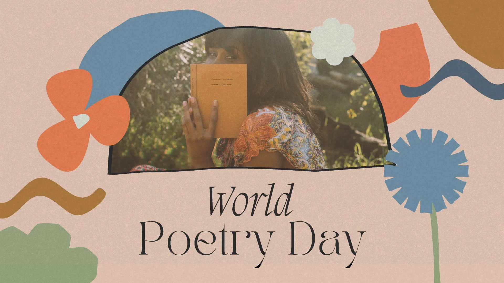 Cover page of the World Poetry Day presentation, featuring elegant pastel Matisse style design, created by Quirk Studio