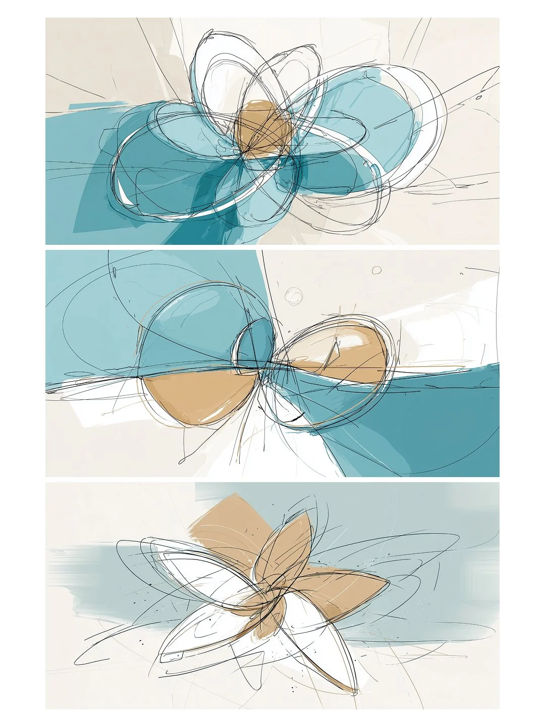 013 Orbital Bloom, Set of Three Oversized Art Prints