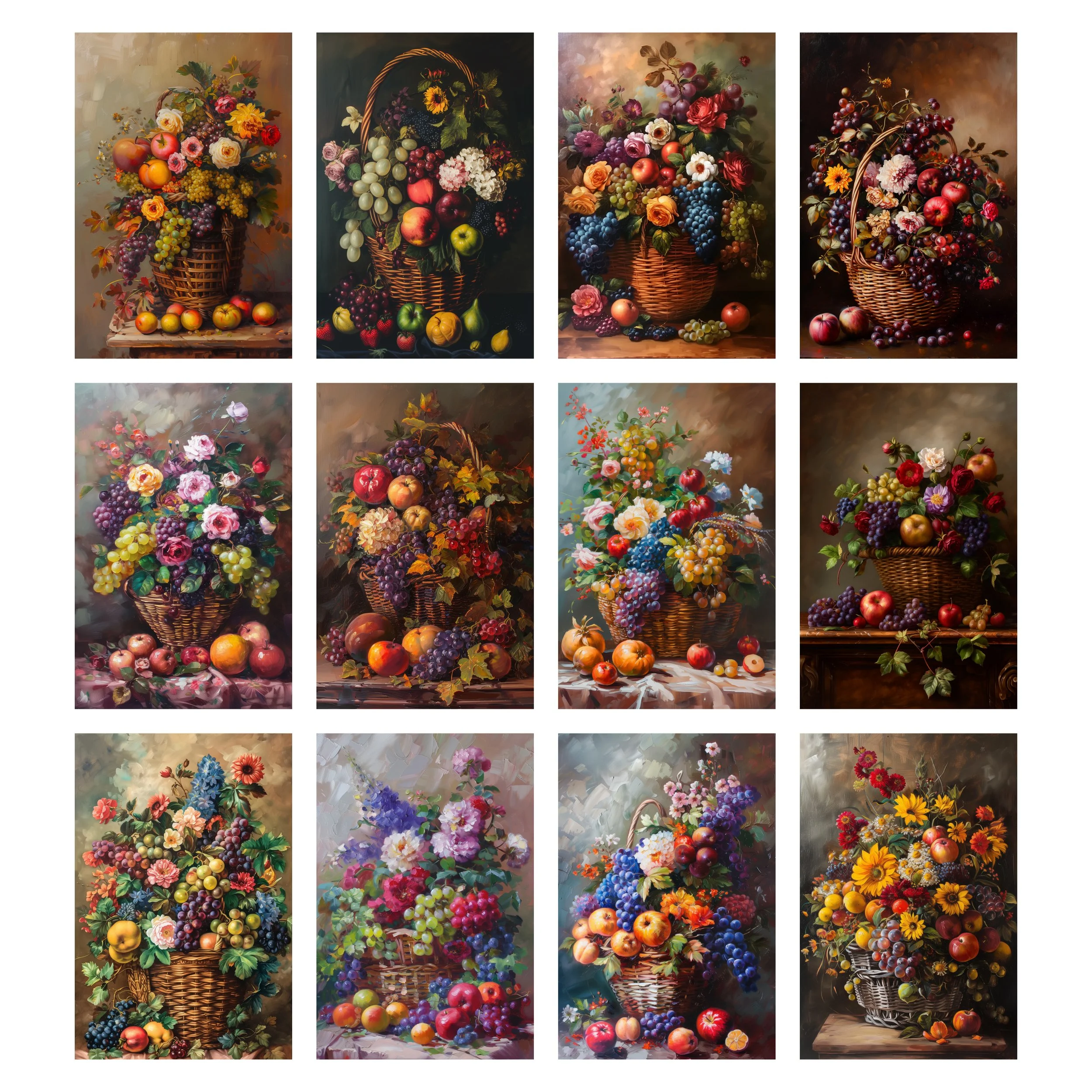 Elevate Your Home Decor with Timeless Beauty: Introducing Our Fruit and Flower Basket Thematic Series