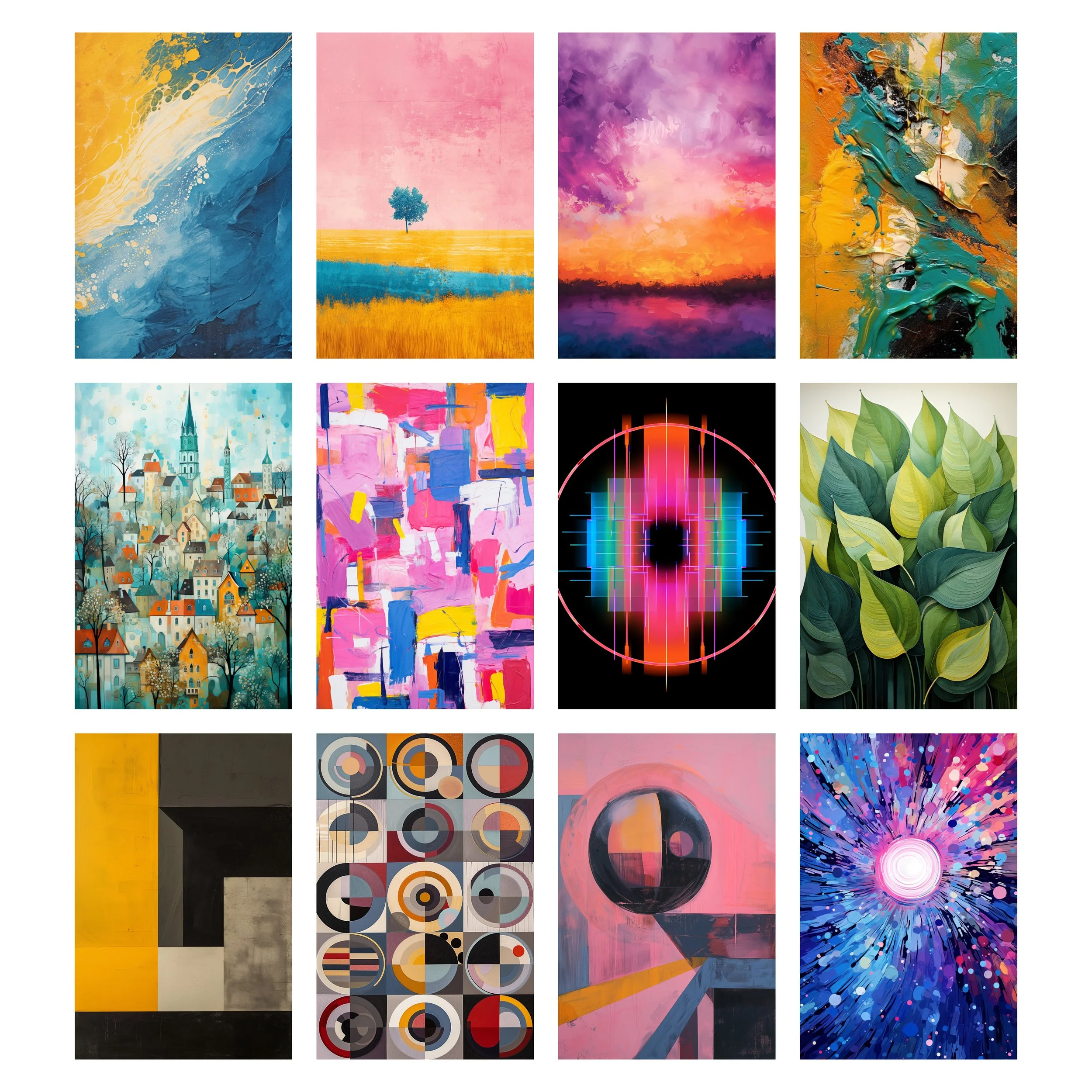 Transform Your Home with Abstract Art: A Series of 12 Dynamic Printables