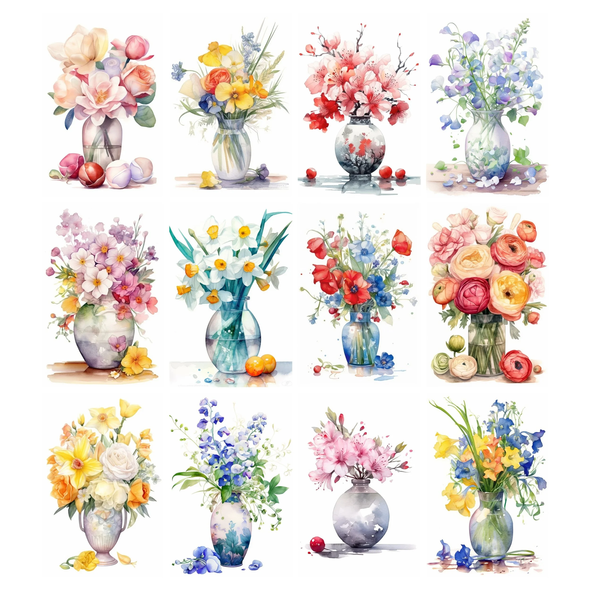 Simplicity of Watercolor Flowers