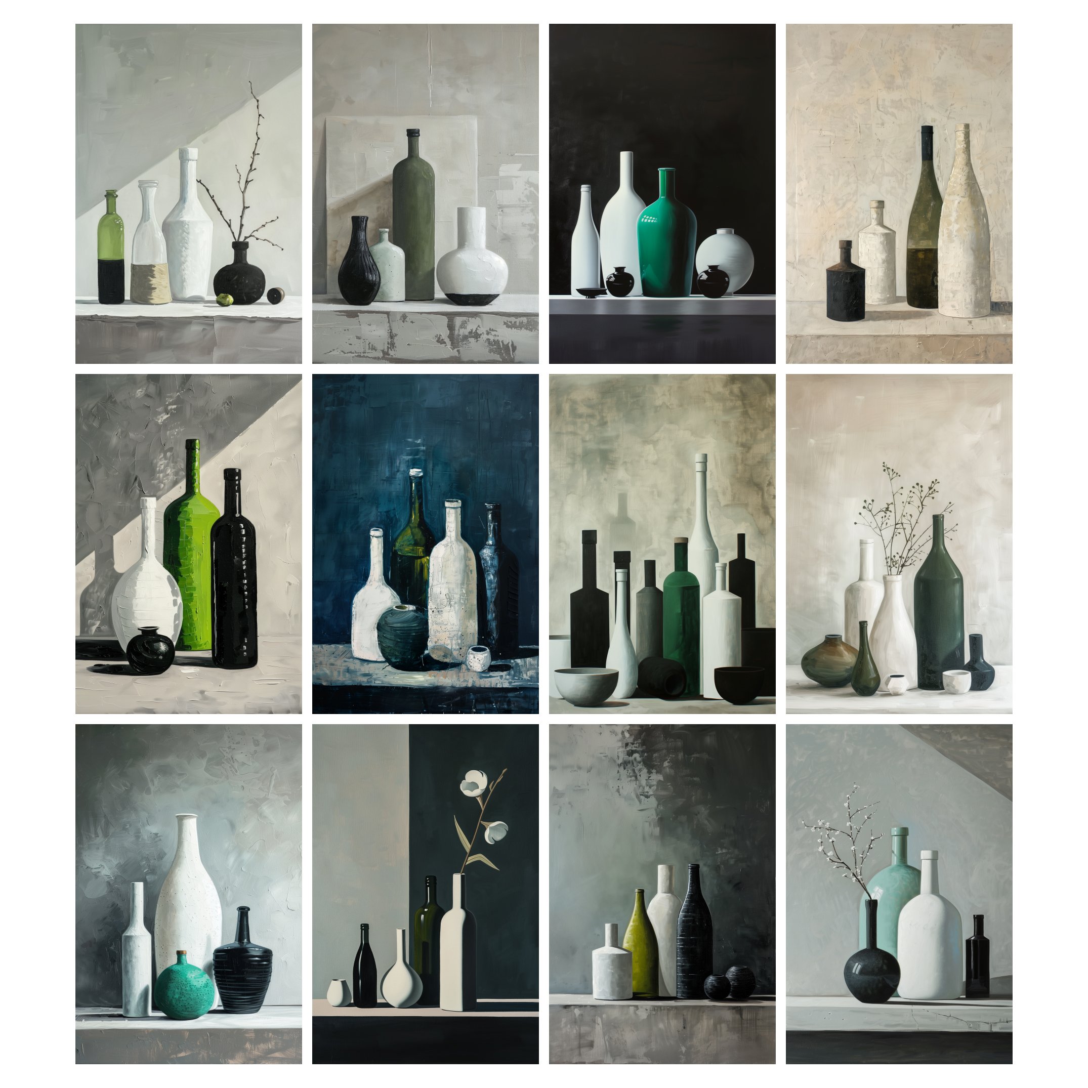 White Bottles and Vases