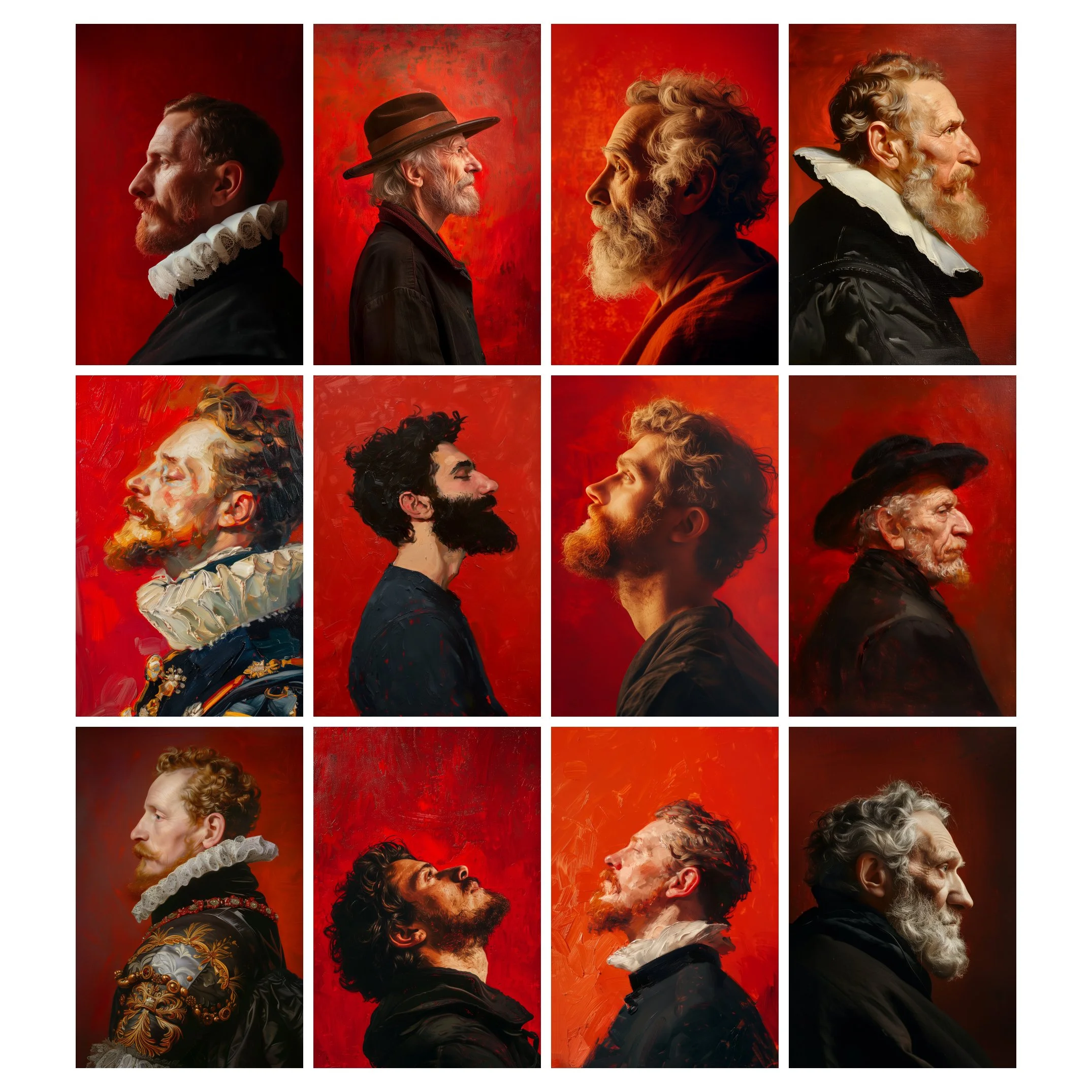 Scarlet Contours Profile Portrait of a Gentleman