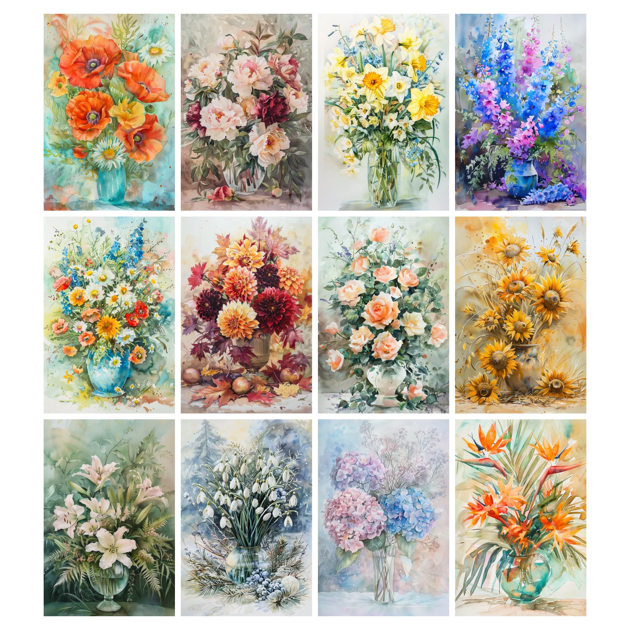Floral Elegance in Watercolor