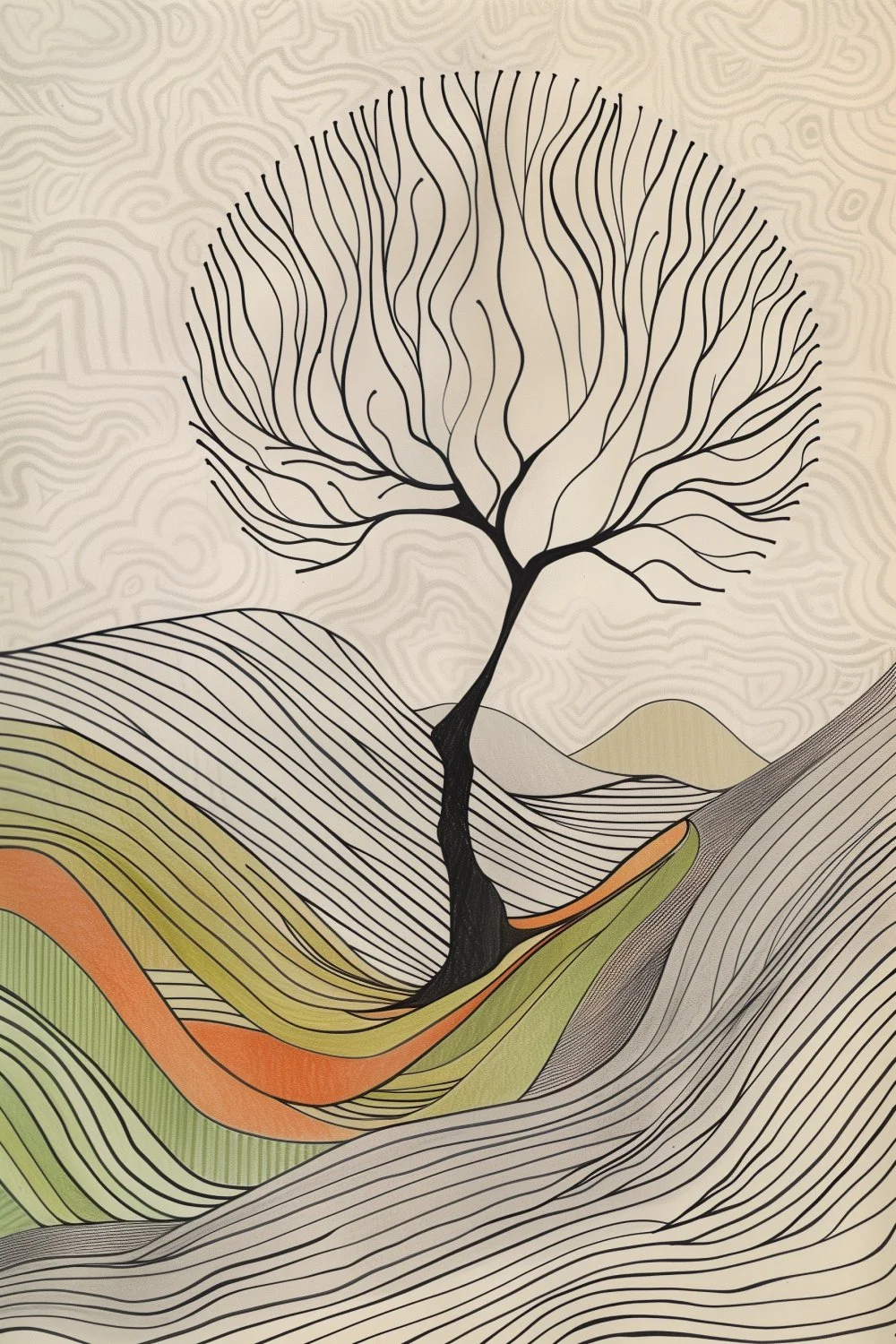 890 Minimalist Landscape of Hills and Shapes