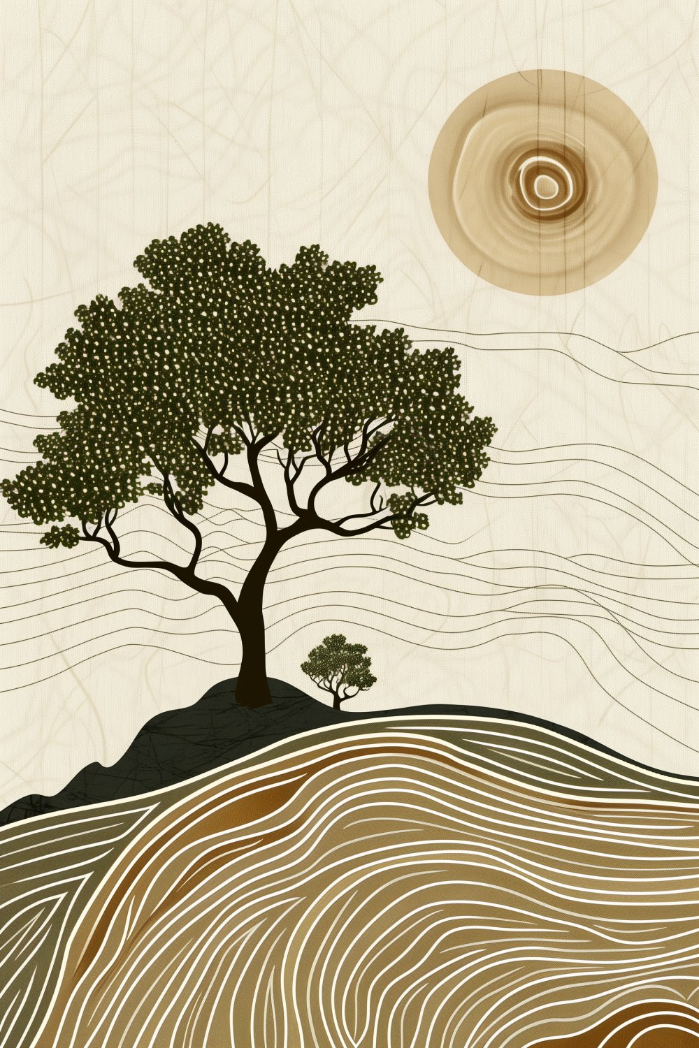 891 Minimalist Landscape of Hills and Shapes