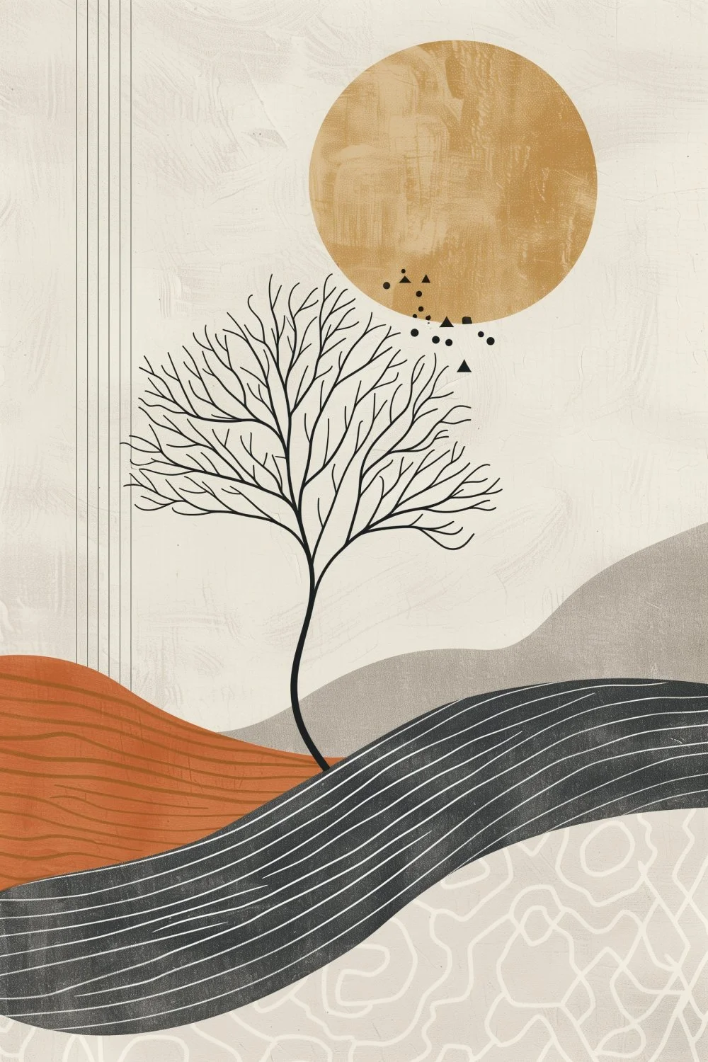 892 Minimalist Landscape of Hills and Shapes