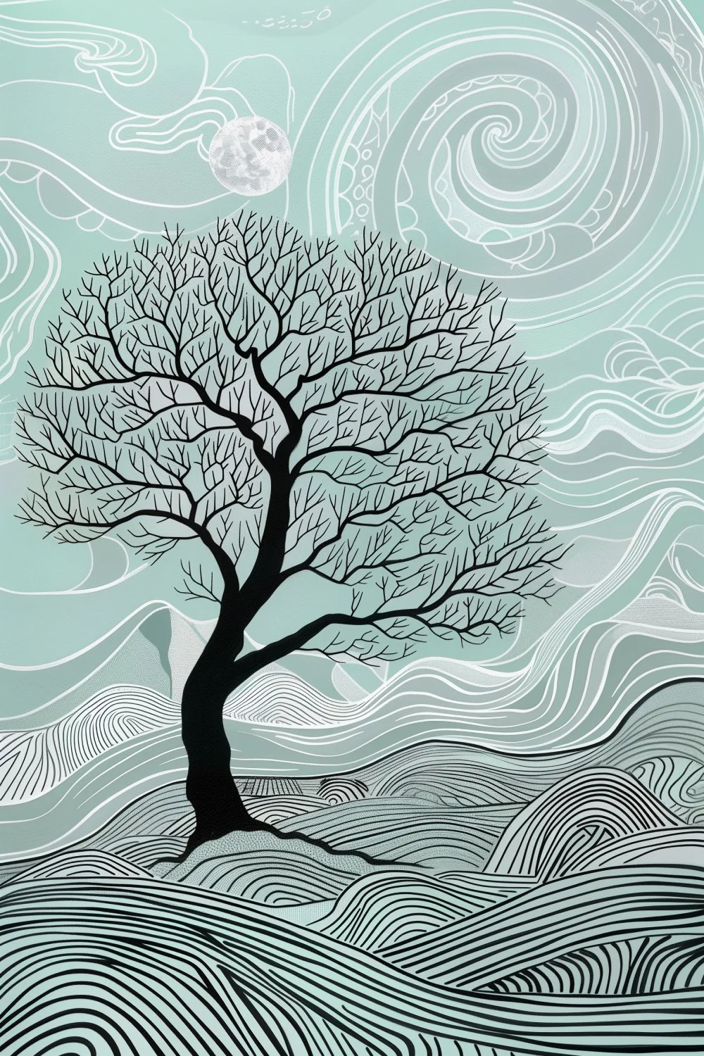 893 Minimalist Landscape of Hills and Shapes