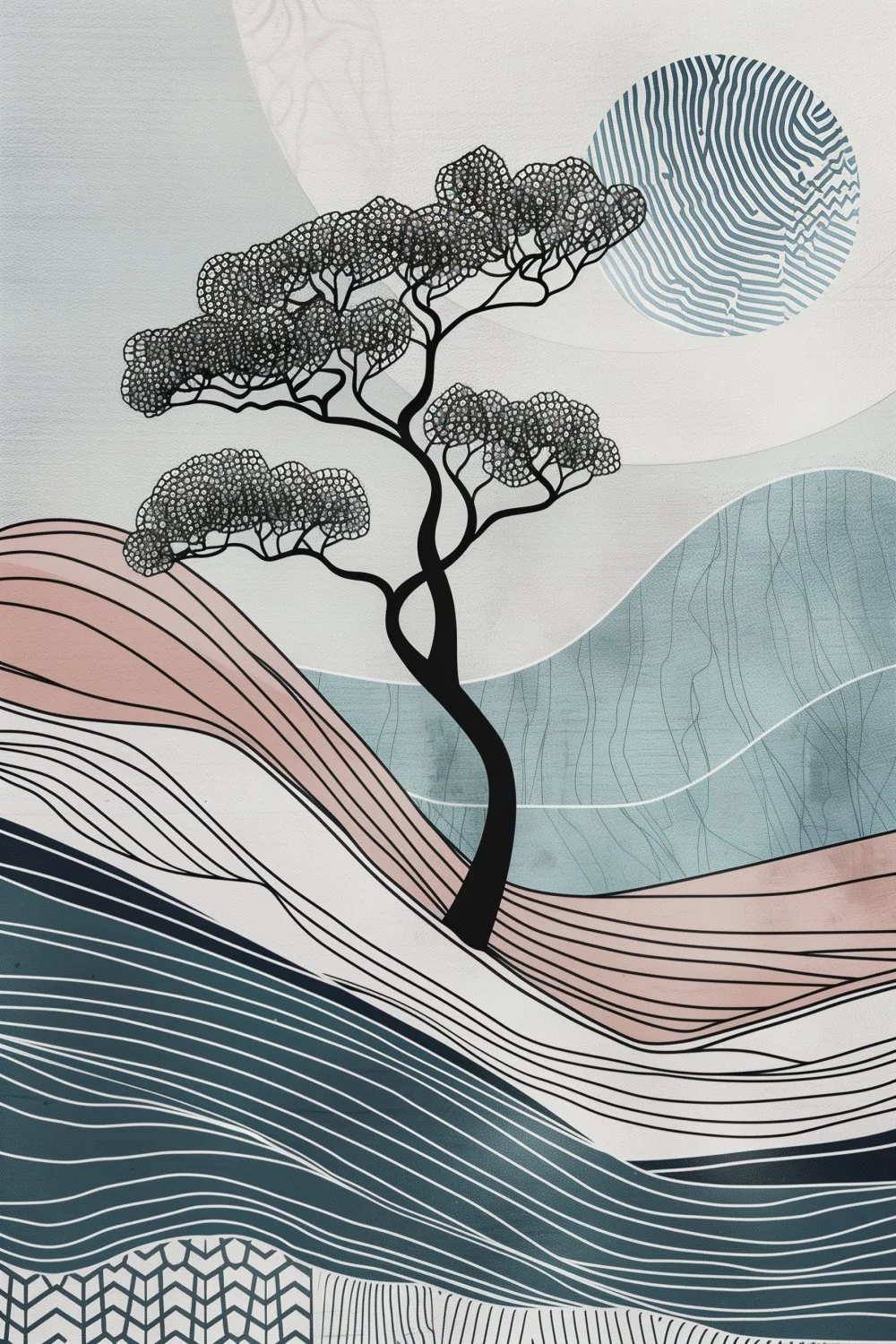 897 Minimalist Landscape of Hills and Shapes