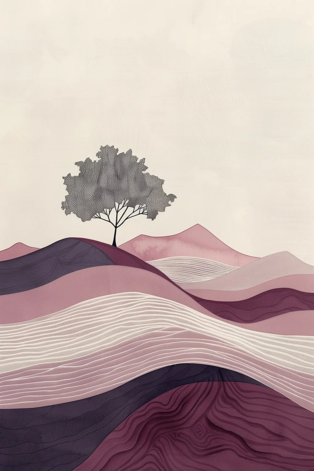 898 Minimalist Landscape of Hills and Shapes