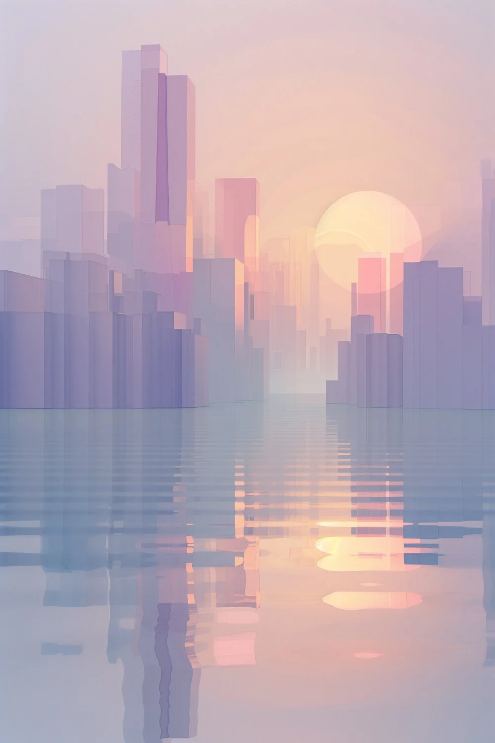 909 Futuristic Foggy Cityscape