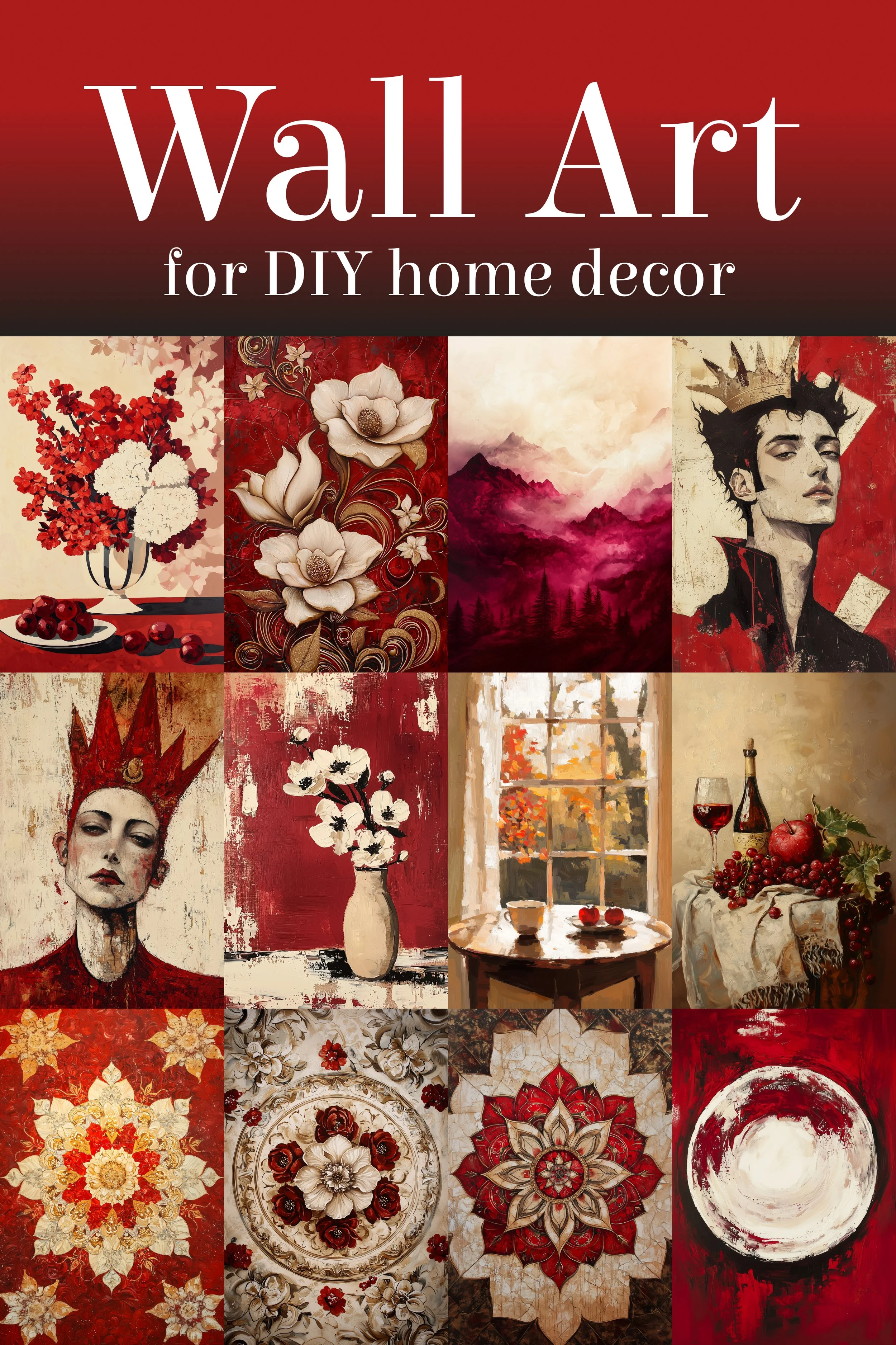 001-012 Deep Red and Cream