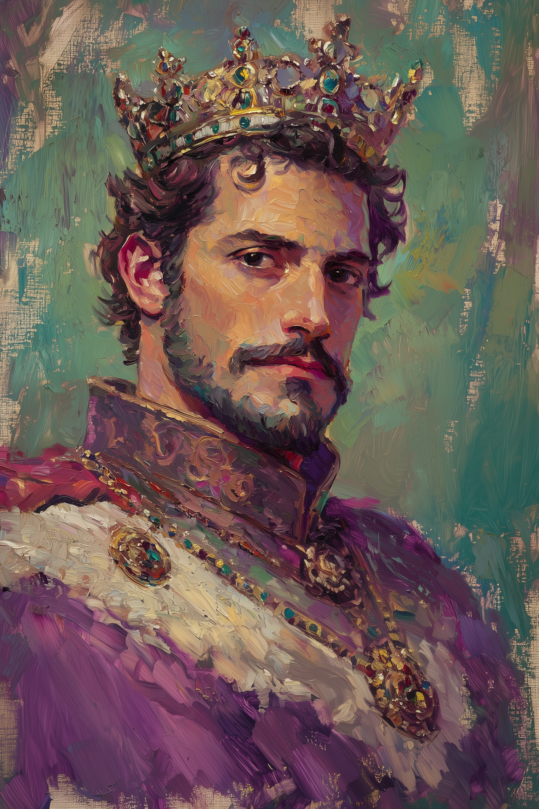 1107 Plum and Sage nikolay3439_a_king_looking_straight_painting_Plum_and_Sage_Gree_35a000b0-1471-47e4-8c0a-fed5e083e10c.png