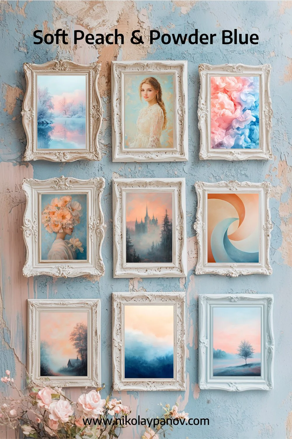 001-009 Soft Peach and Powder Blue