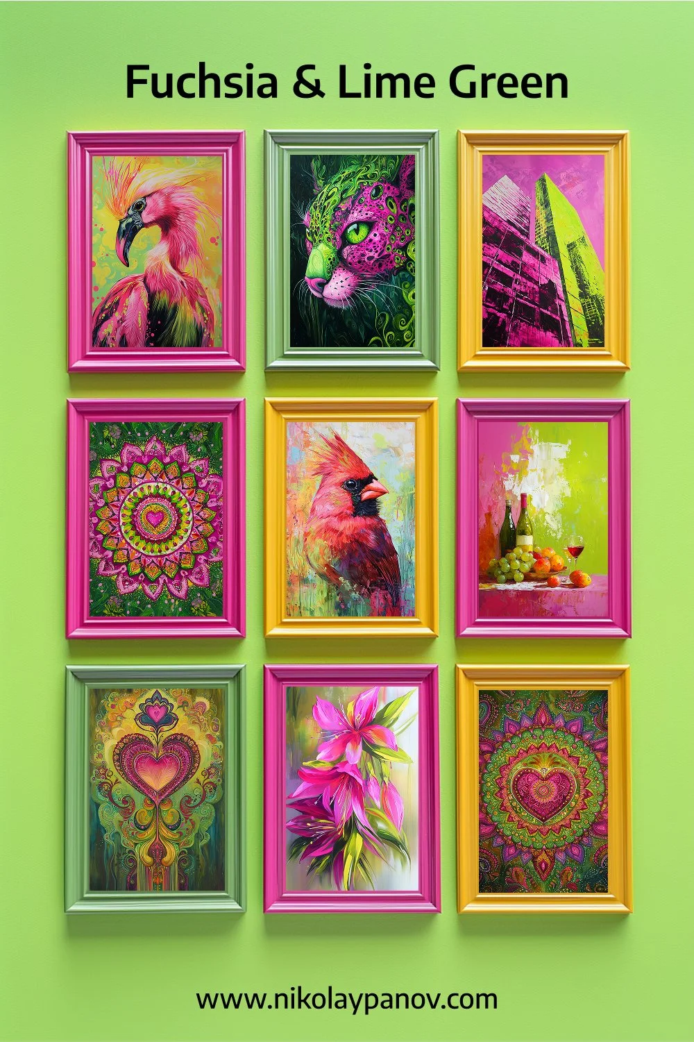 001-009 Fuchsia and Lime Green