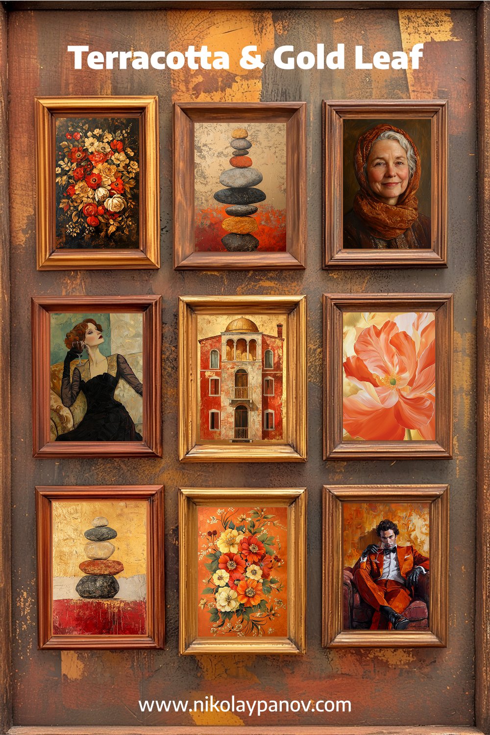 001-009 Terracotta and Gold Leaf