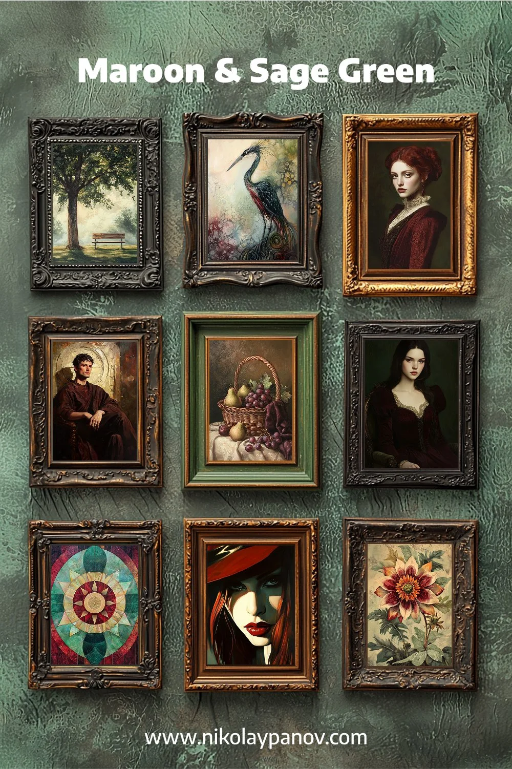 001-009 Maroon and Sage Green