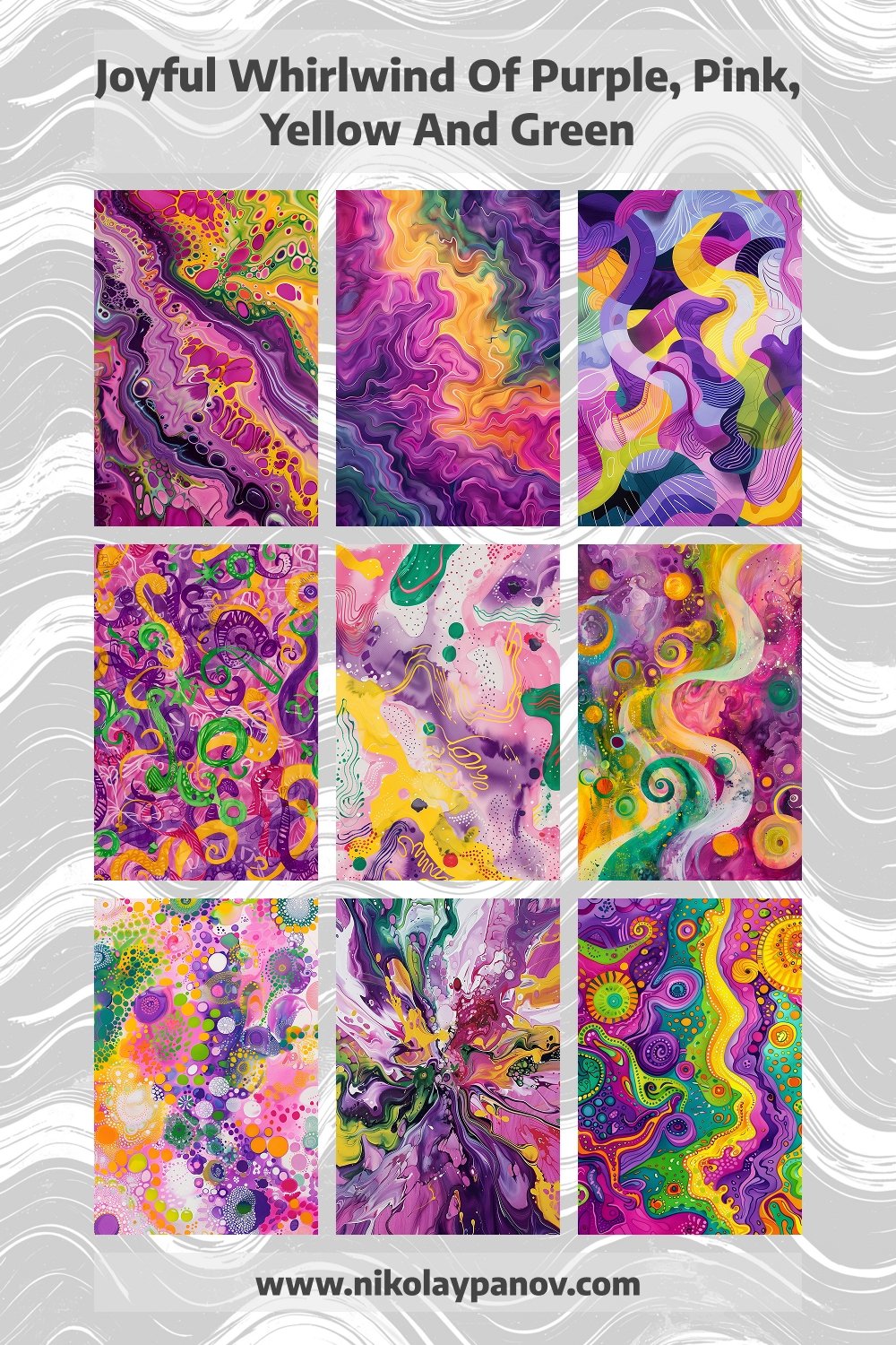 Joyful Whirlwind of Purple, Pink, Yellow And Green