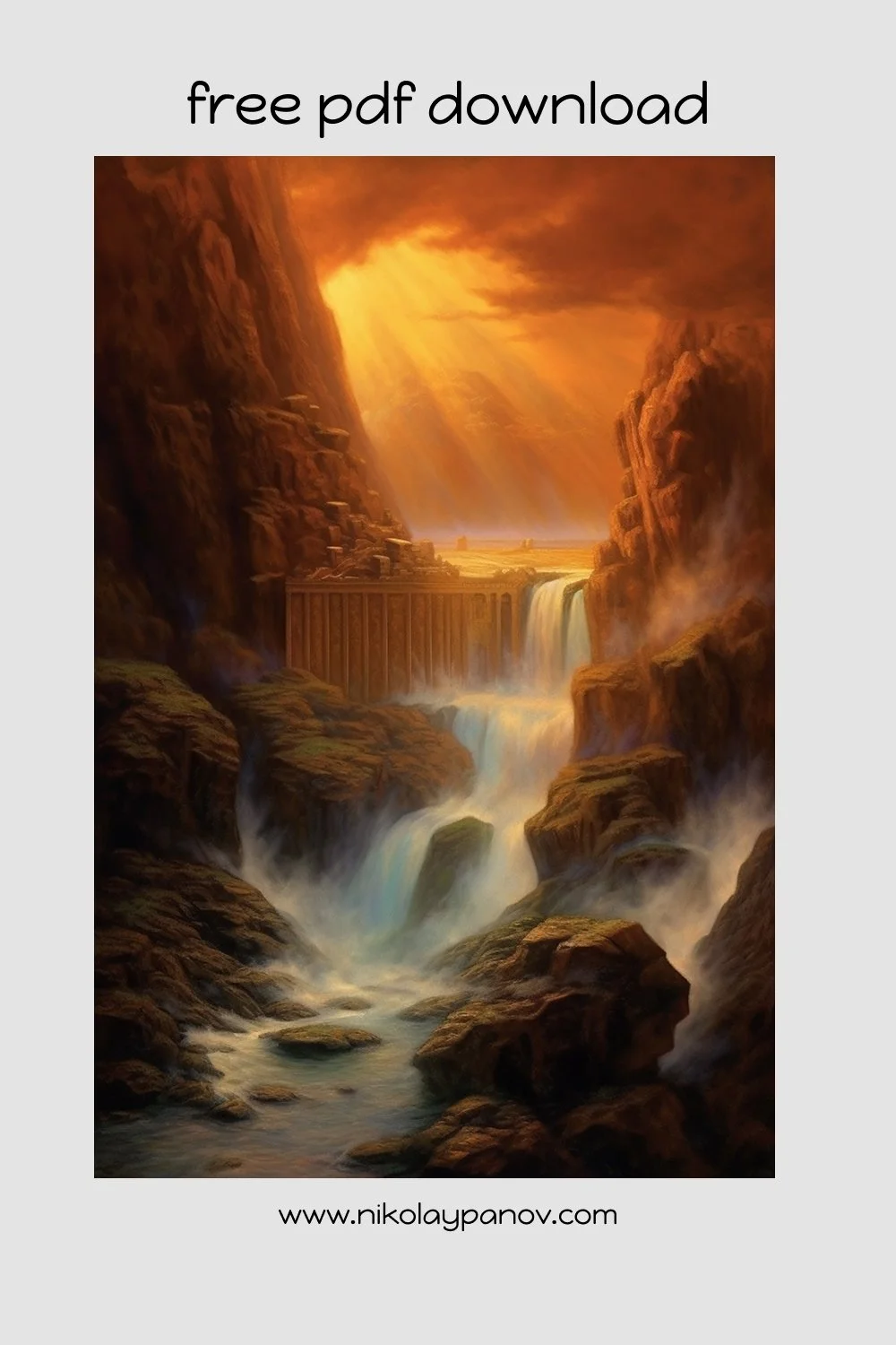 Baroque Waterfall at Sunset