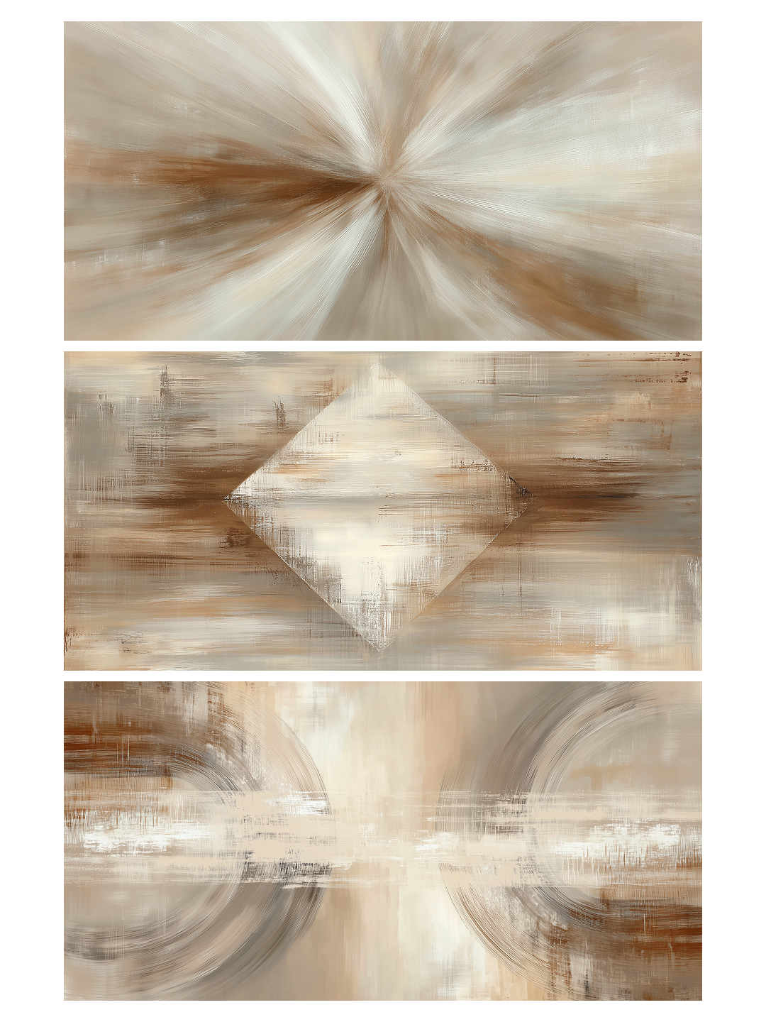 033 Rich Umber and Warm Sepia, Set of Three Oversized Art Prints