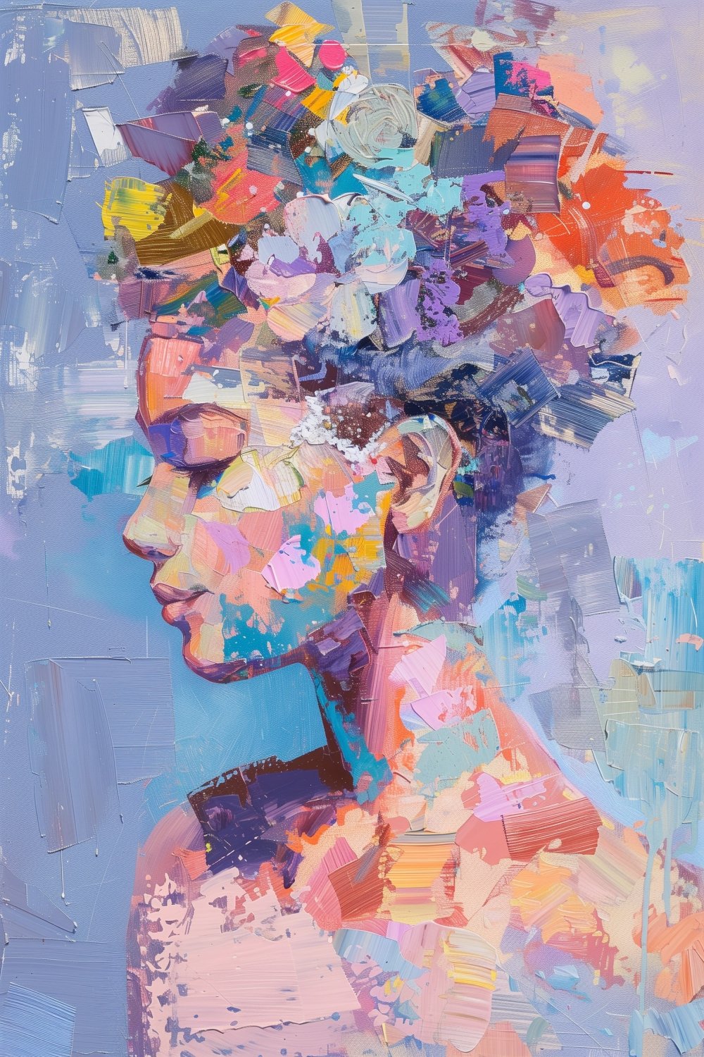 445 Abstract Female Figure With Flowers
