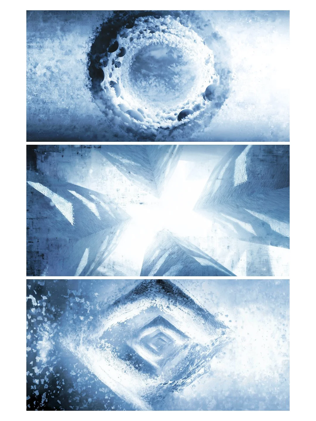 022 Icy Blues, Set of Three Oversized Art Prints