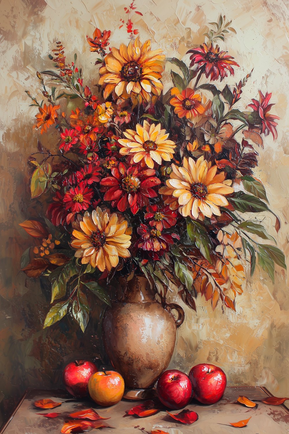 1076 Autumn Flowers And Apples