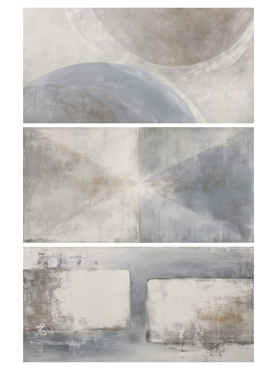036 Soft Taupe Weathered Patina , Set of Three Oversized Art Prints