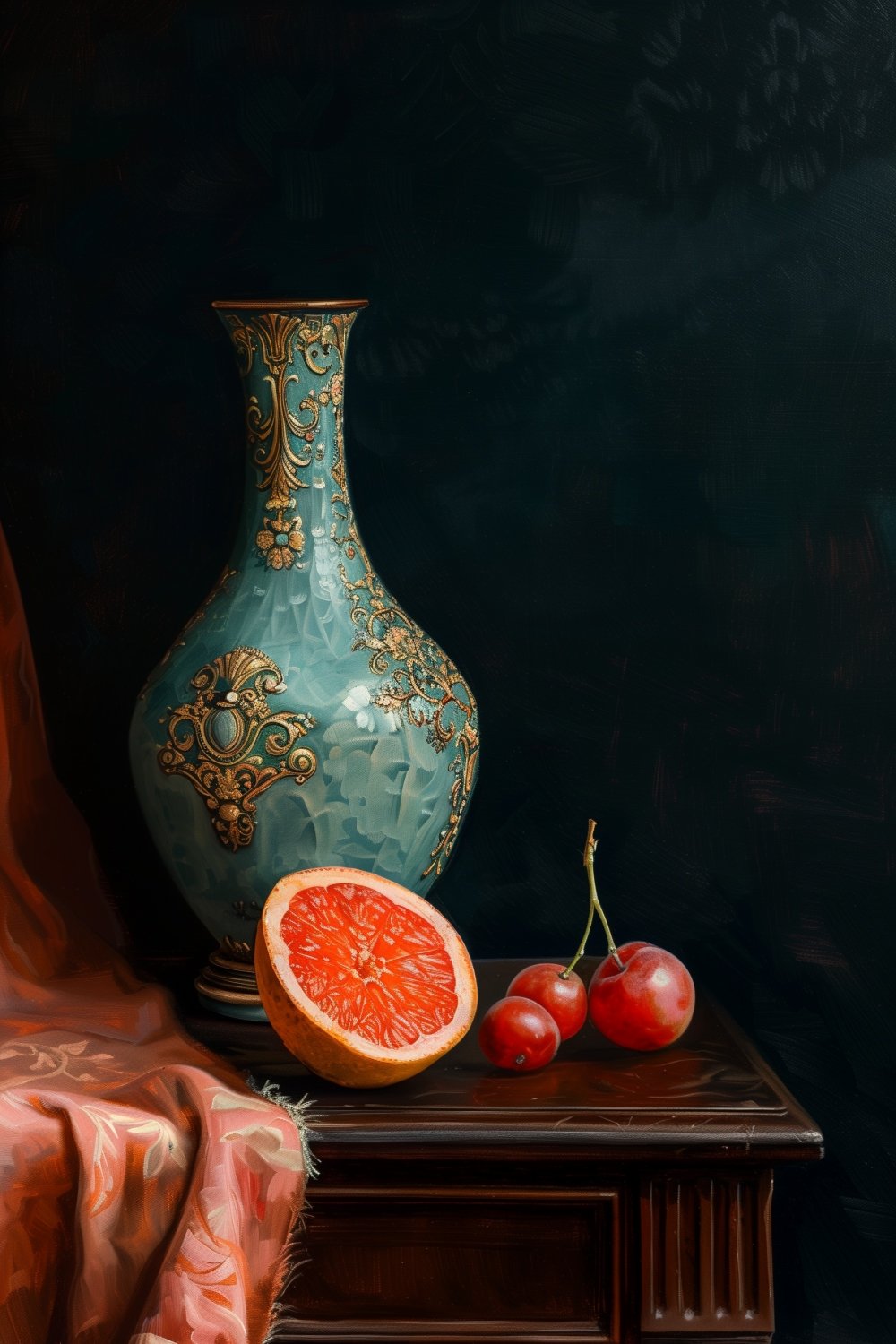 513 Antique Vase and Grapefruit on the Table.jpg