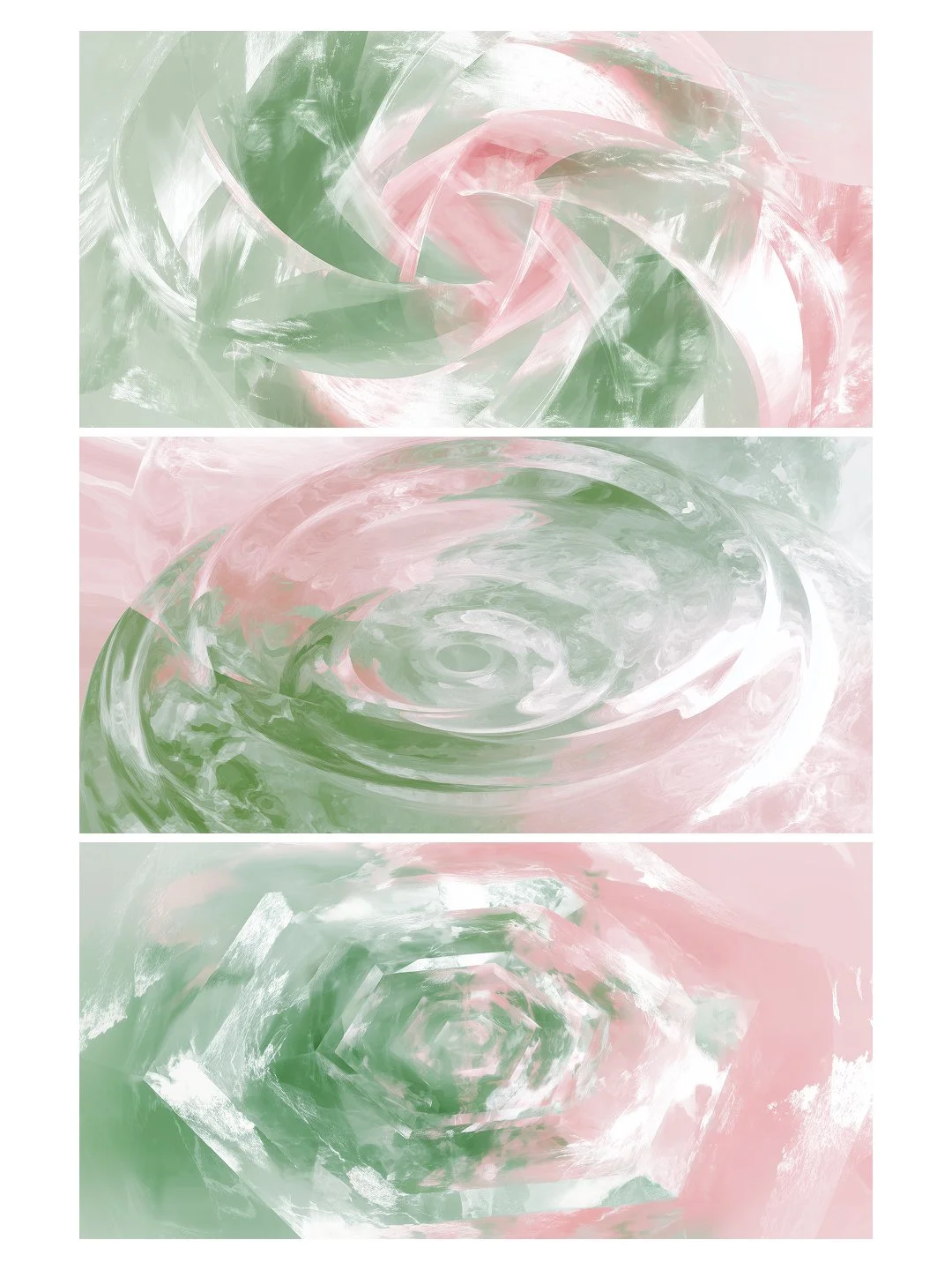 029 Sage Green and Dusty Rose, Set of Three Oversized Art Prints