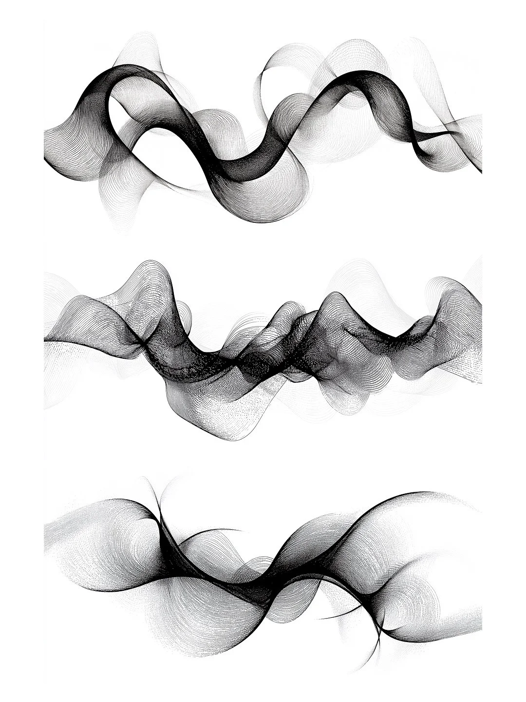 019 Silk-Like Ribbons, Set of Three Oversized Art Prints
