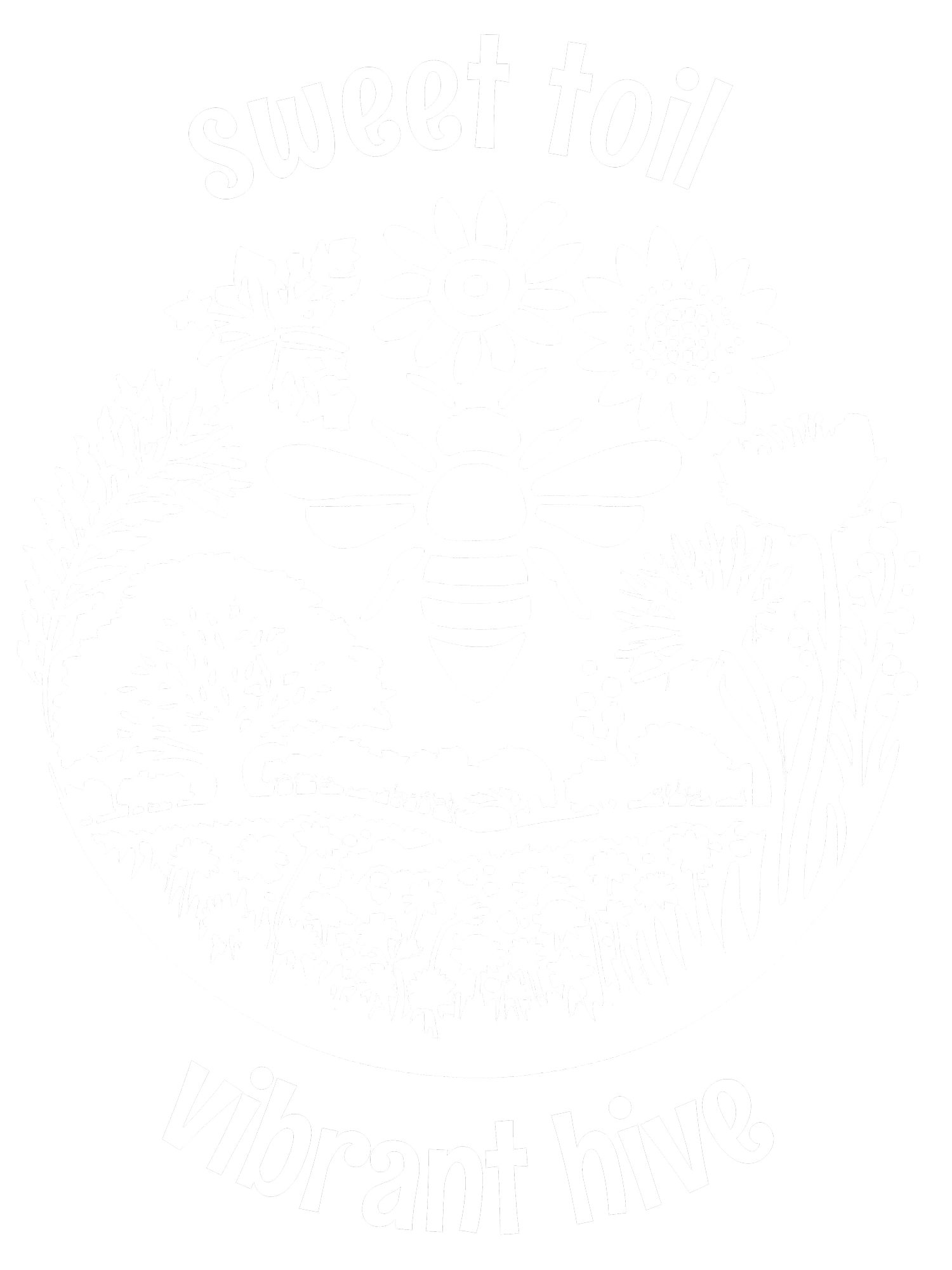 Sweet Toil, Vibrant Hive, White Graphic