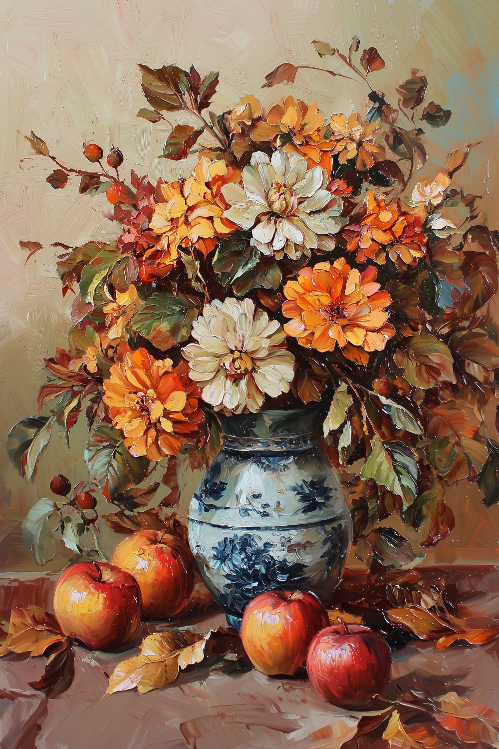 1080 Autumn Flowers And Apples