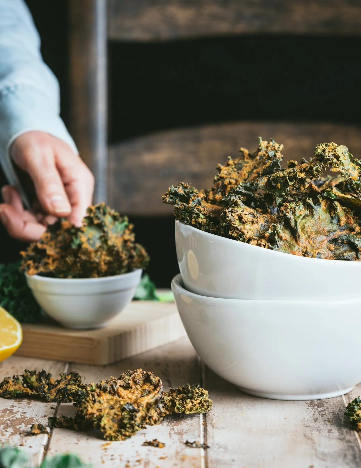 Crispy Cheesy Kale Chips Vegan Gluten Free Carol S Vegan Kitchen