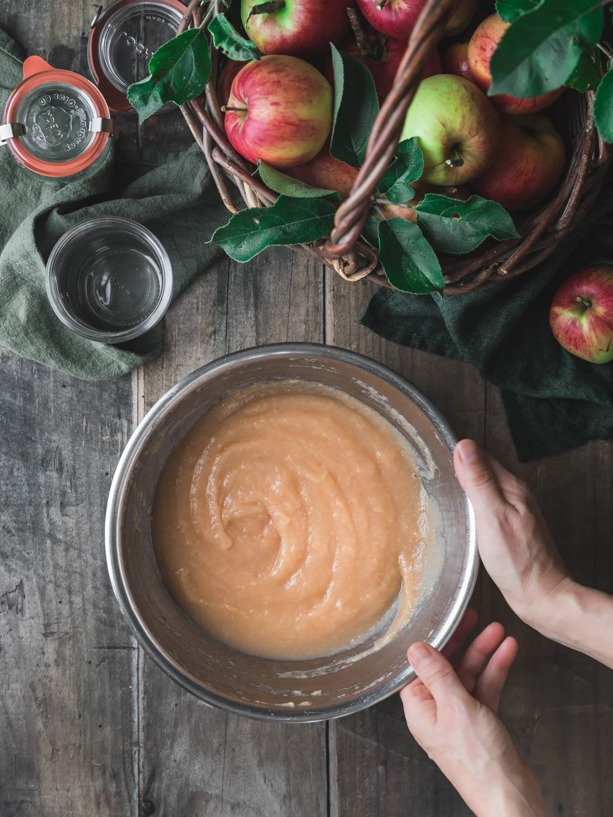Apple sauce fresh from a food mill.