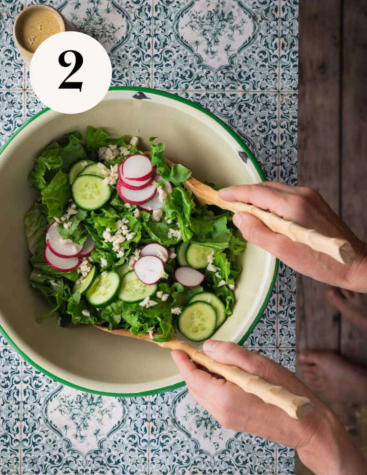 tossing a garden salad